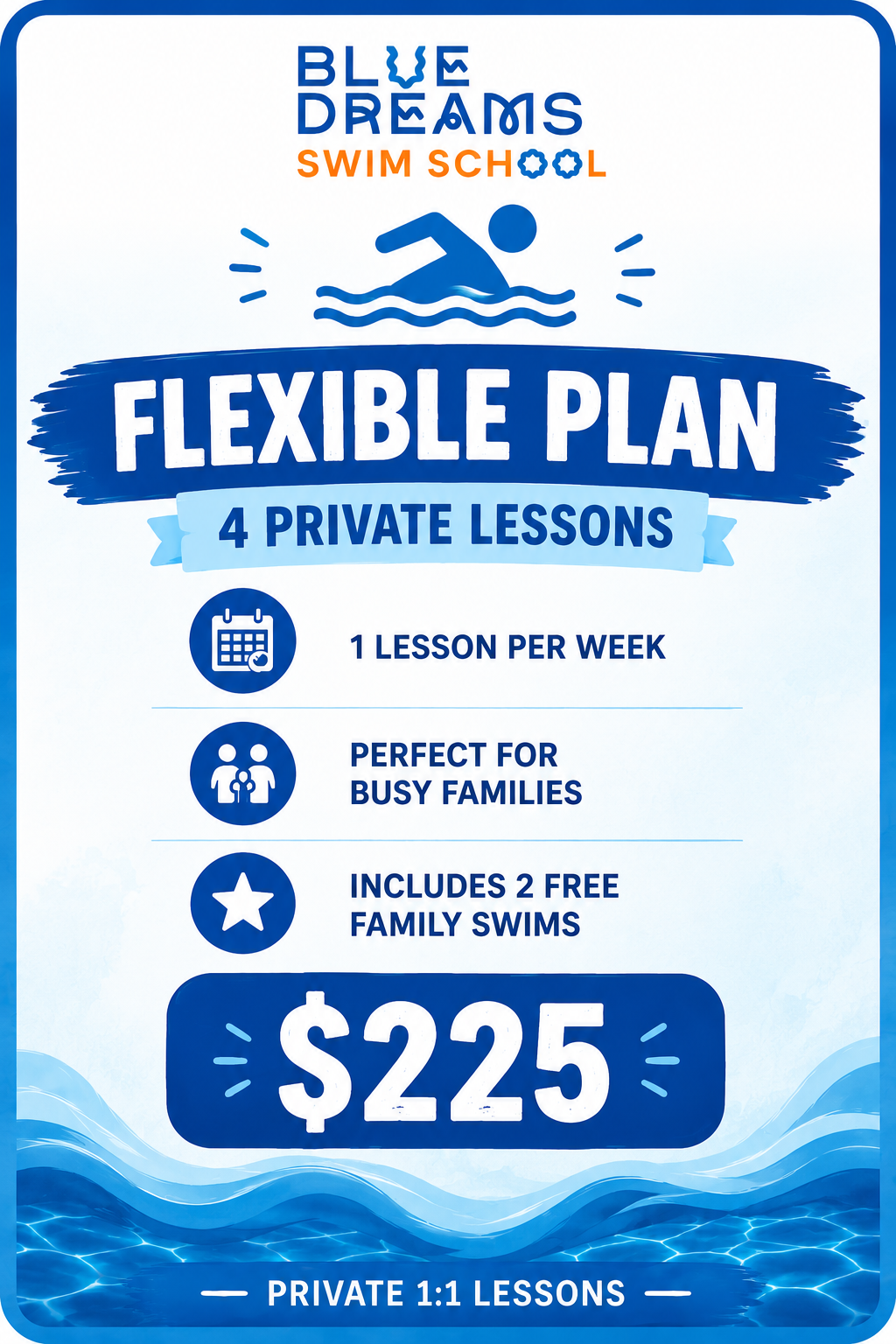 Summer Swim Pass: 4 Private Lesson Package