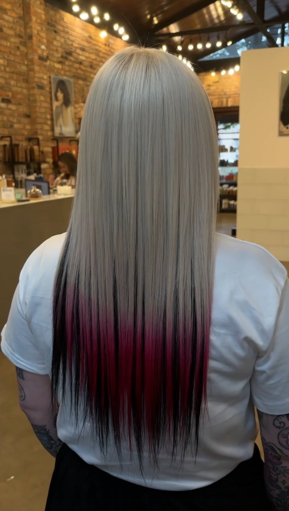 icy blonde color dipped hair Extensions