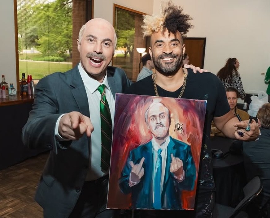 Massive thank you to my friend, @adamraycomedy for having me out last night to paint at his &ldquo;Dr. Phil Live&rdquo; show! Adam is not only one of the funniest, down-to-earth people around, but he has also managed to put together one of the best c