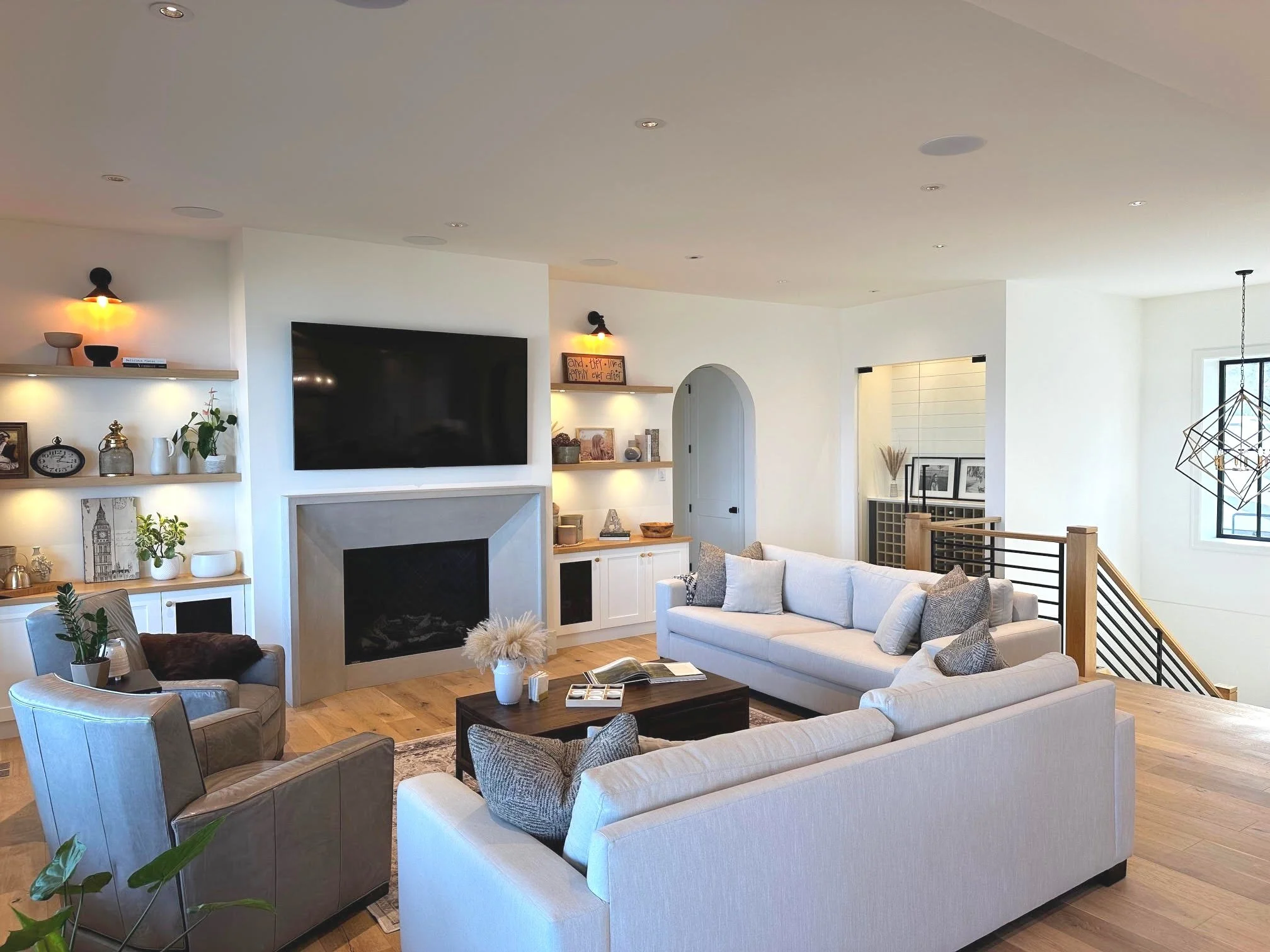 Living Room. Custom Home Build in Rose Valley, West Kelowna, BC by Pure Build Construction. 