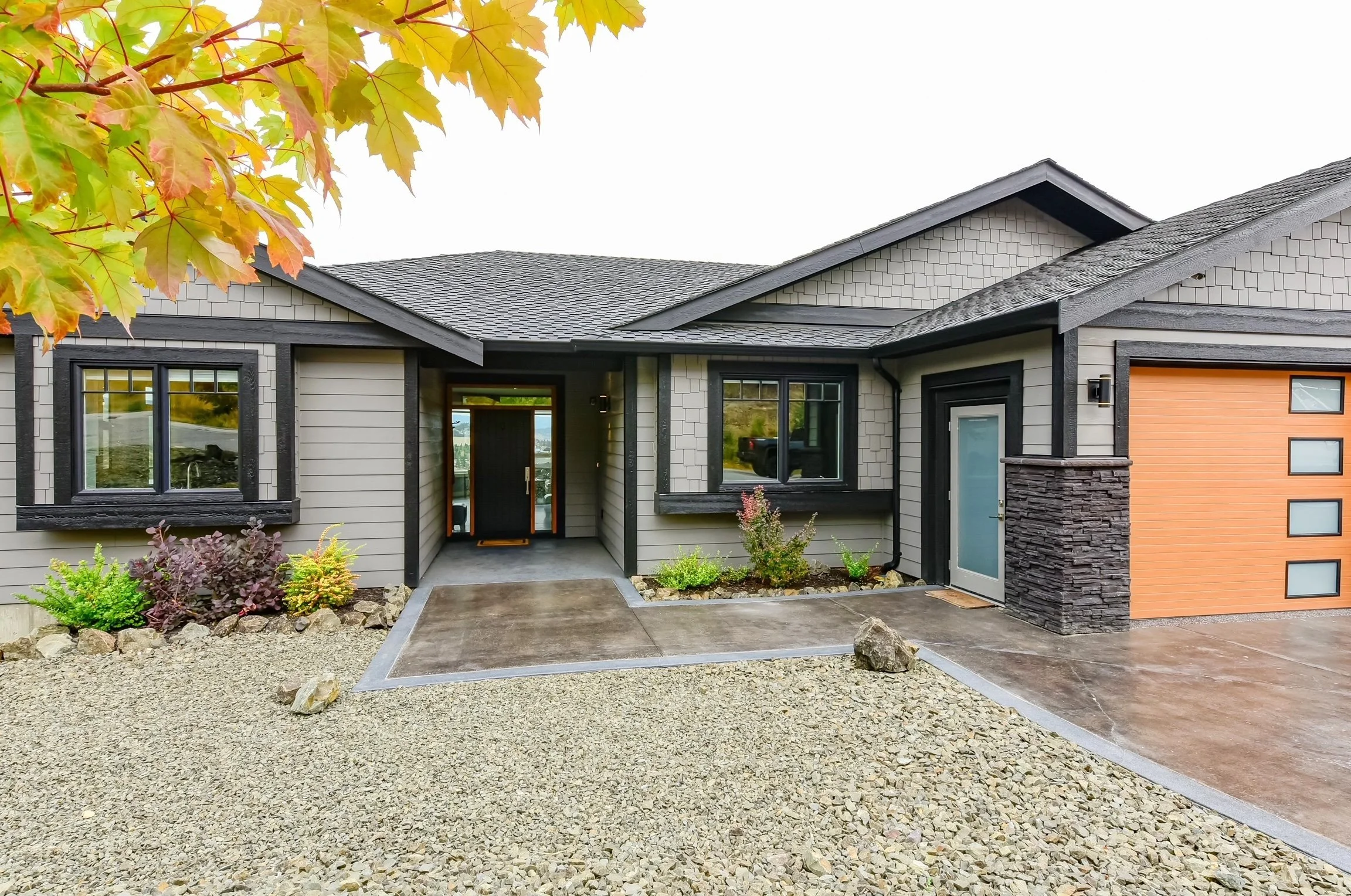 Exterior. Custom Home Build on Upper Sundance Drive in West Kelowna, BC by Pure Build Construction.