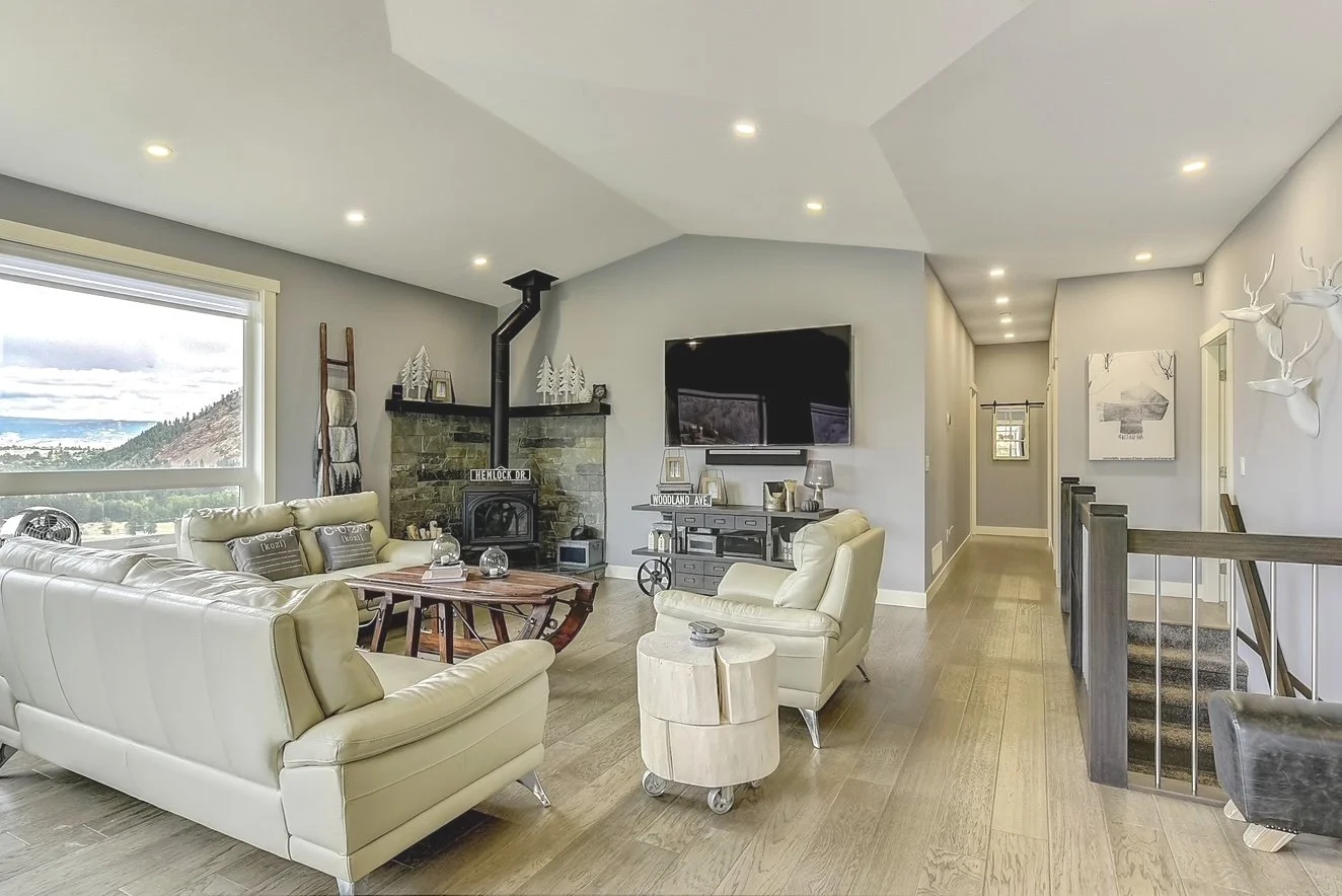 Living Room. Custom Home Build on Upper Sundance Drive in West Kelowna, BC by Pure Build Construction.
