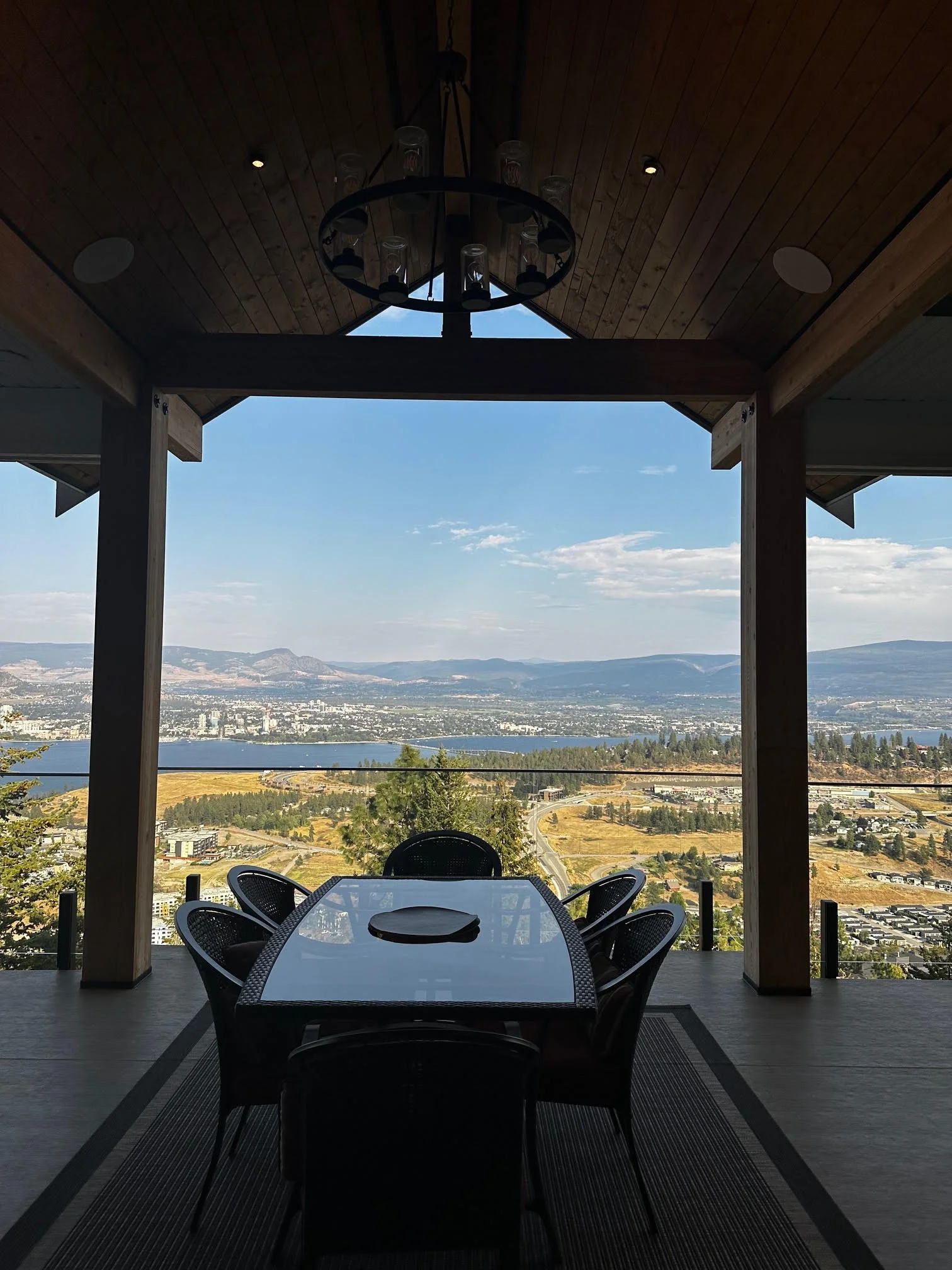 View from West Kelowna to Downtown Kelowna. Custom Home Build in Rose Valley, West Kelowna, BC by Pure Build Construction. 