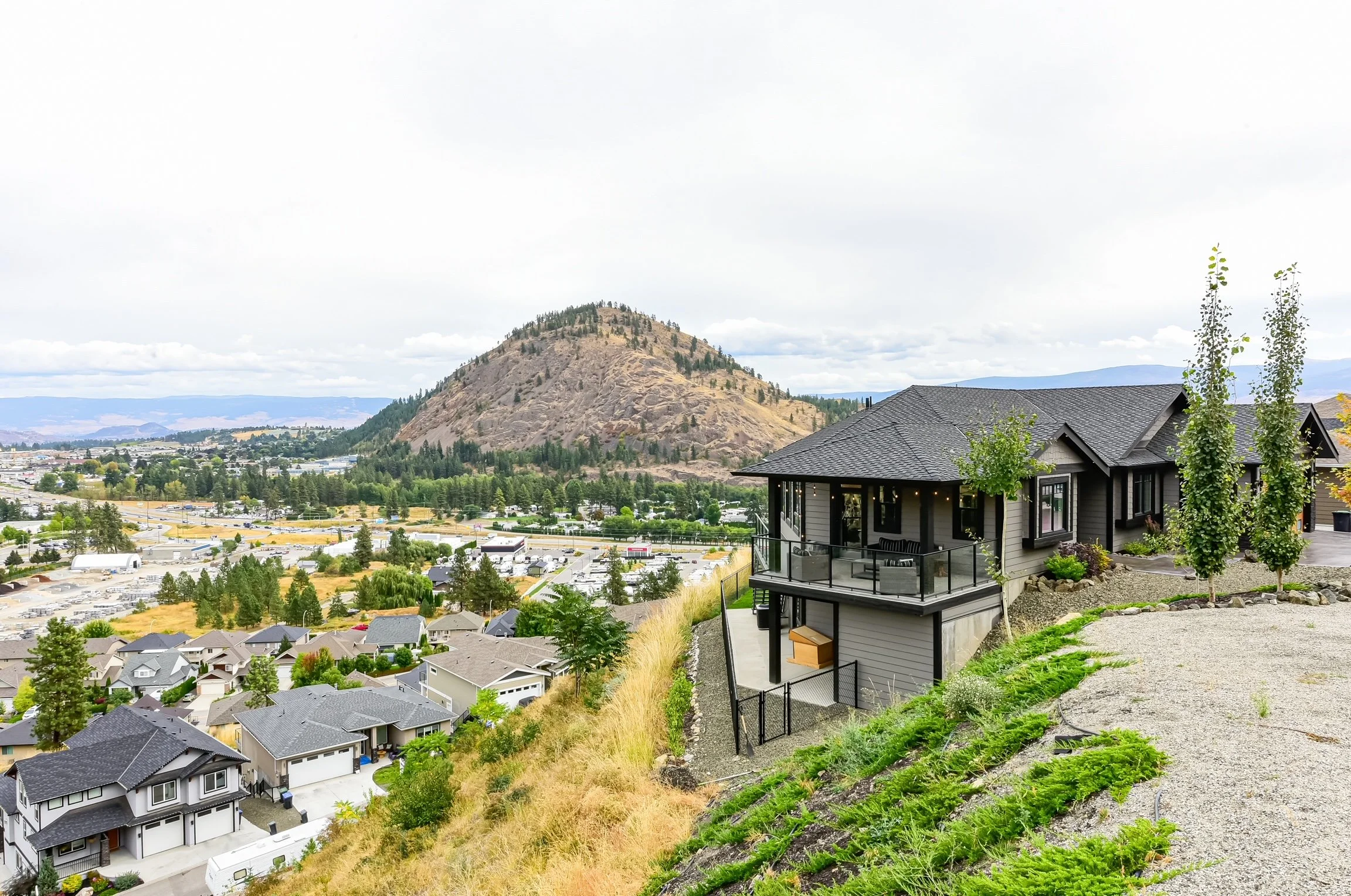 Exterior and View. Custom Home Build on Upper Sundance Drive in West Kelowna, BC by Pure Build Construction.