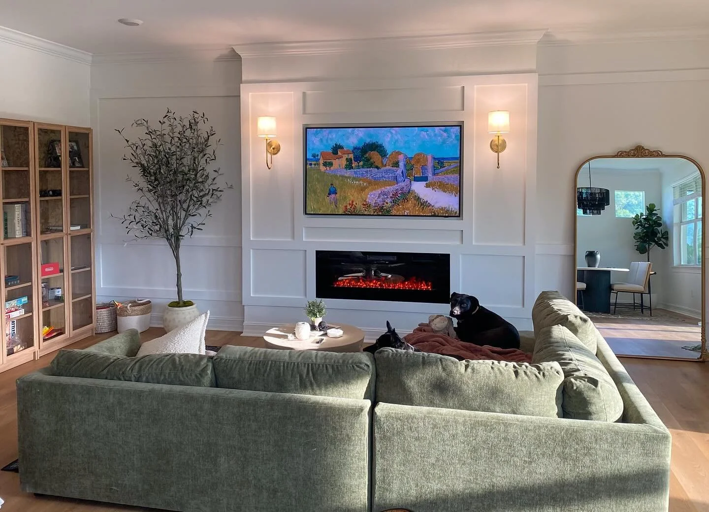 Turning living rooms into luxury retreats! 🕯️ From a custom-built TV wall and chic sconces to a cozy electric fireplace and unique flooring pattern, we&rsquo;ve transformed this space into a dream. Swipe to see the magic! 🛠️🏡

#HomeRemodel
#Interi