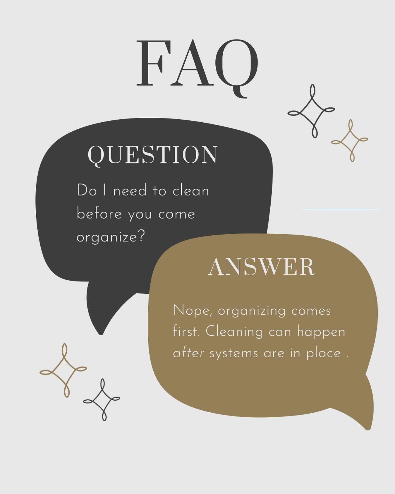 No, and here&rsquo;s why.⁣
⁣
When a space is cleaned before it&rsquo;s organized, it can hide problem areas and habits that matter when creating functional systems. I want to see:⁣

✔️ what gets piled up⁣
✔️ what never gets used⁣
✔️ where things natu