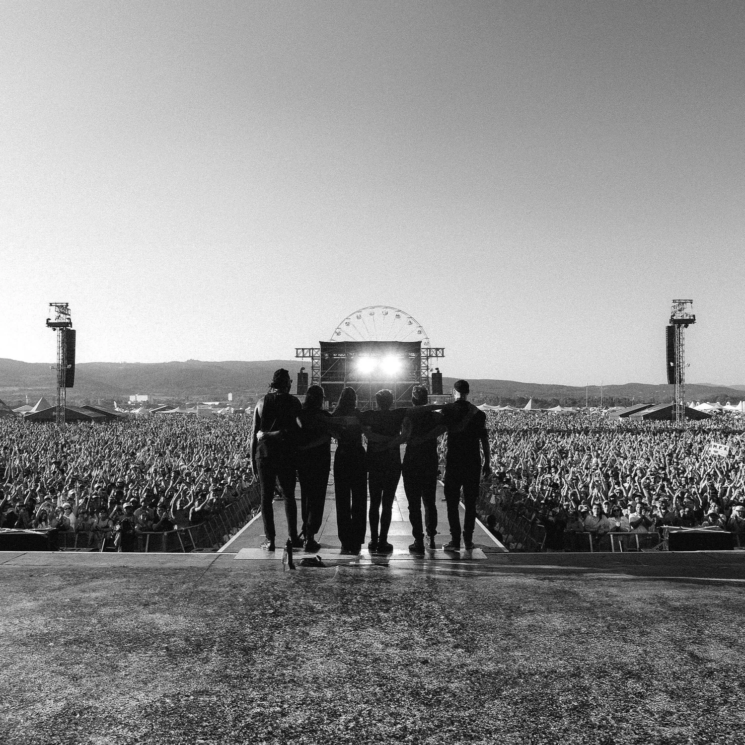 The band walking out towards the crowd at Lovestream Festival, Bratislava