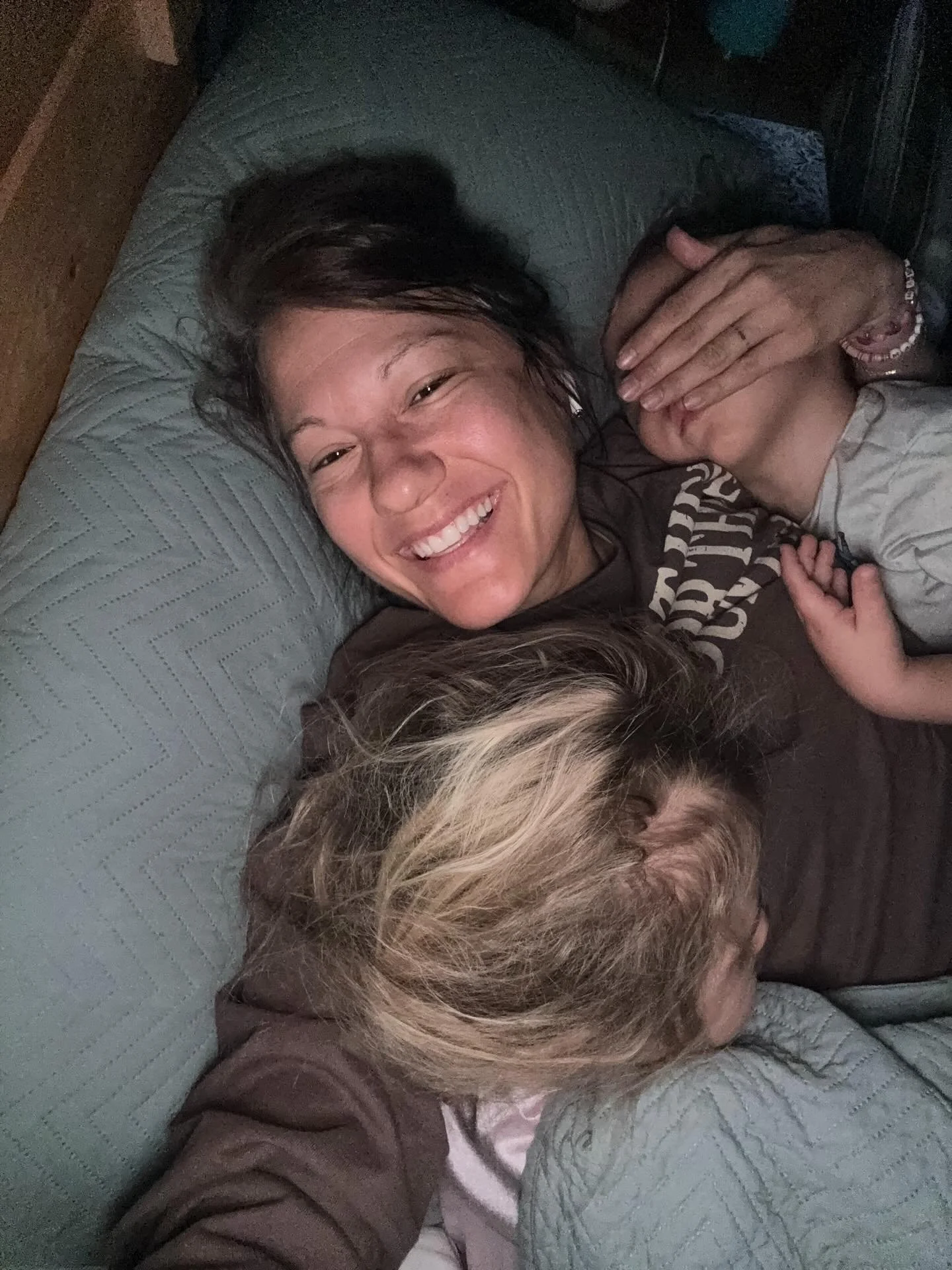 Professional development&hellip; from bed.

7am call for the Gallup @cliftonstrengths Coaches Learning Series.

Earbuds in.

Two kids still asleep on me.

Most mornings this week have looked like this.

Not ideal.

Not what I would usually choose.

B