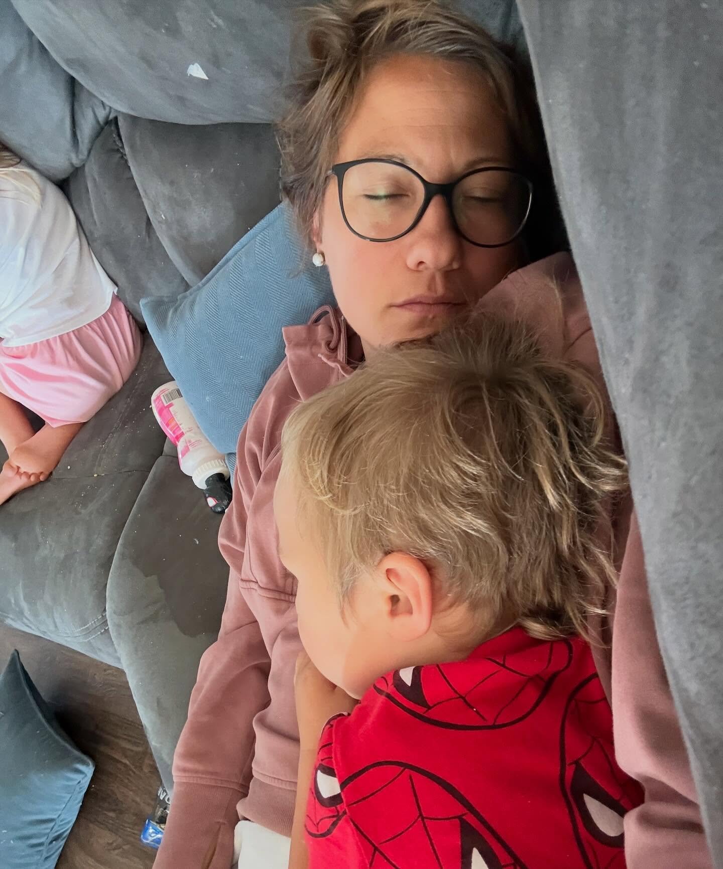 Getting sick as a parent is such a strange thing.

Because life doesn&rsquo;t really stop.

Yesterday, I felt awful. Weak. Exhausted. Feverish.

And still&hellip; there were kids to care for.

Movies on in the background. Snuggles on the couch.
Tryin