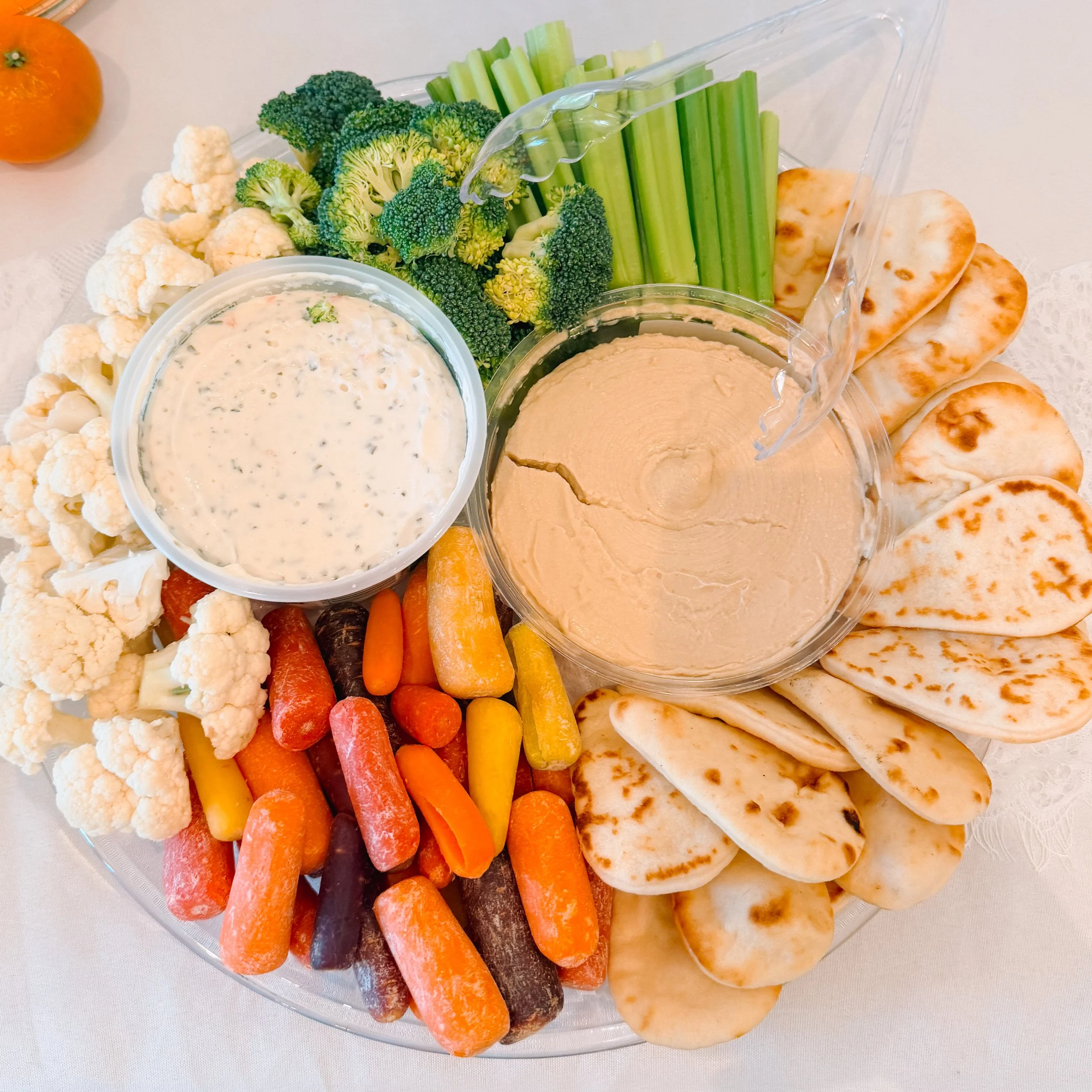 Crudités, Hummus & Naan Tray — $70