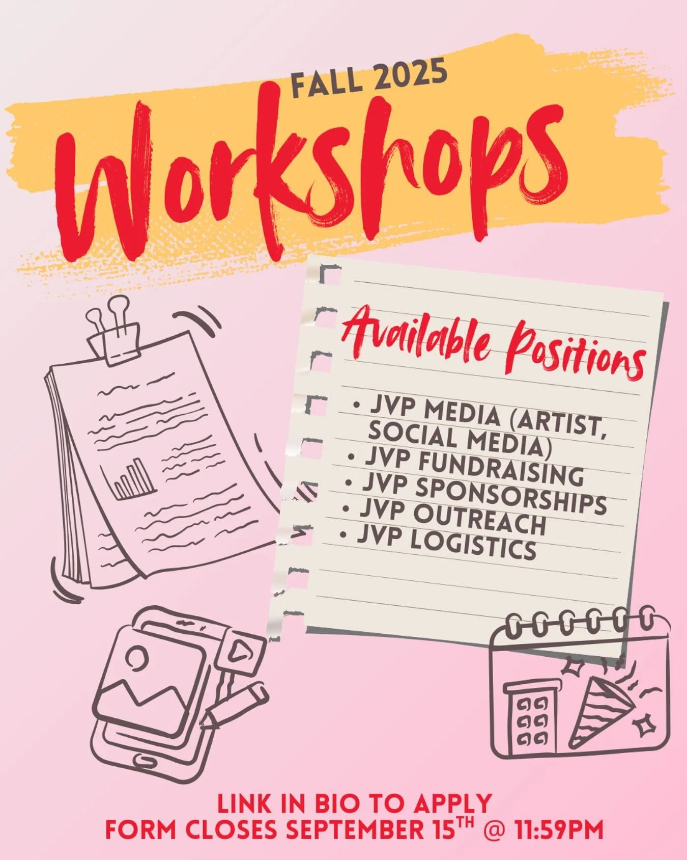 Interested in joining the Heart4Heart team? We are recruiting members for our media, fundraising, sponsorship, outreach, and logistics teams.
 Application deadline: September 15th @ 11:59 PM
Workshops will happen on September 16th @ 5:30 PM
 🔗 Link 