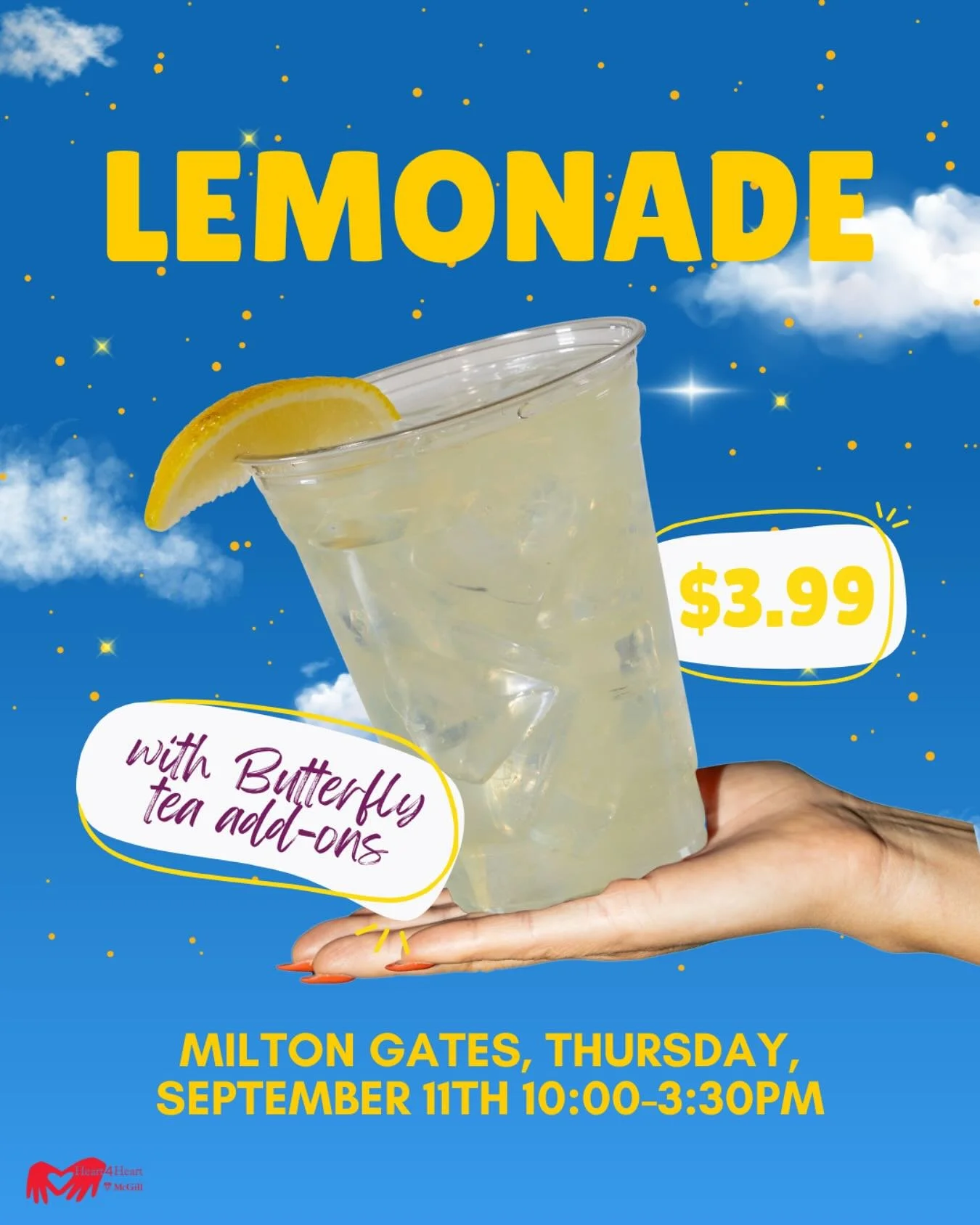 LEMONADE SALE 🍋🍋🍋

Come to Milton Gates this Thursday (tomorrow) from 10:00 - 3:30 for some delicious lemonade, where you can add on butterfly tea!

We hope to see you there for this end of summer refresher that&rsquo;s ONLY $3.99 😋😋😋