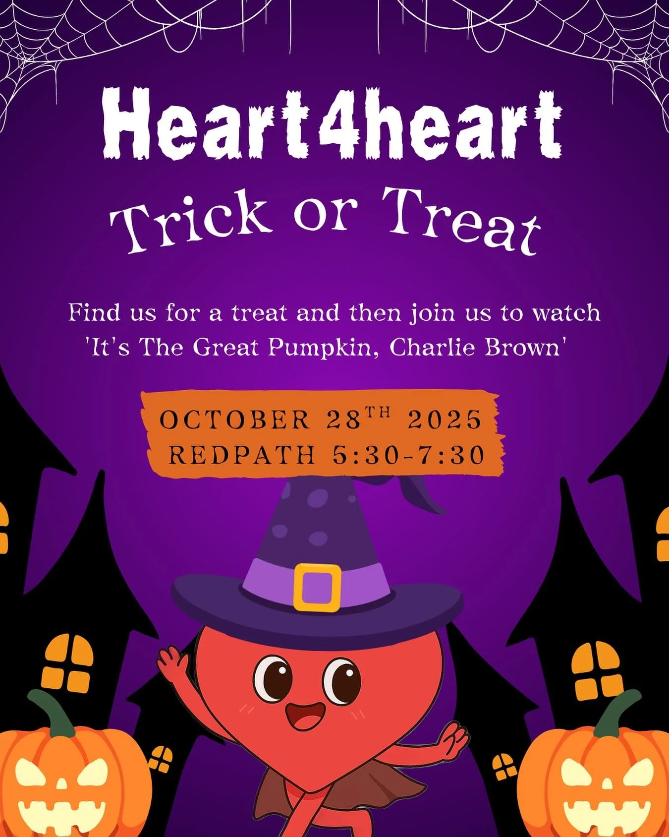 BOO! Creep over to the second floor of Redpath (Rooms 7, 14, &amp; 15) on October 28th! We&rsquo;ll be passing out candy for some spooky trick-or-treating from 5:30-6:30 PM, followed by a viewing of the essential Halloween classic: It&rsquo;s the Gre