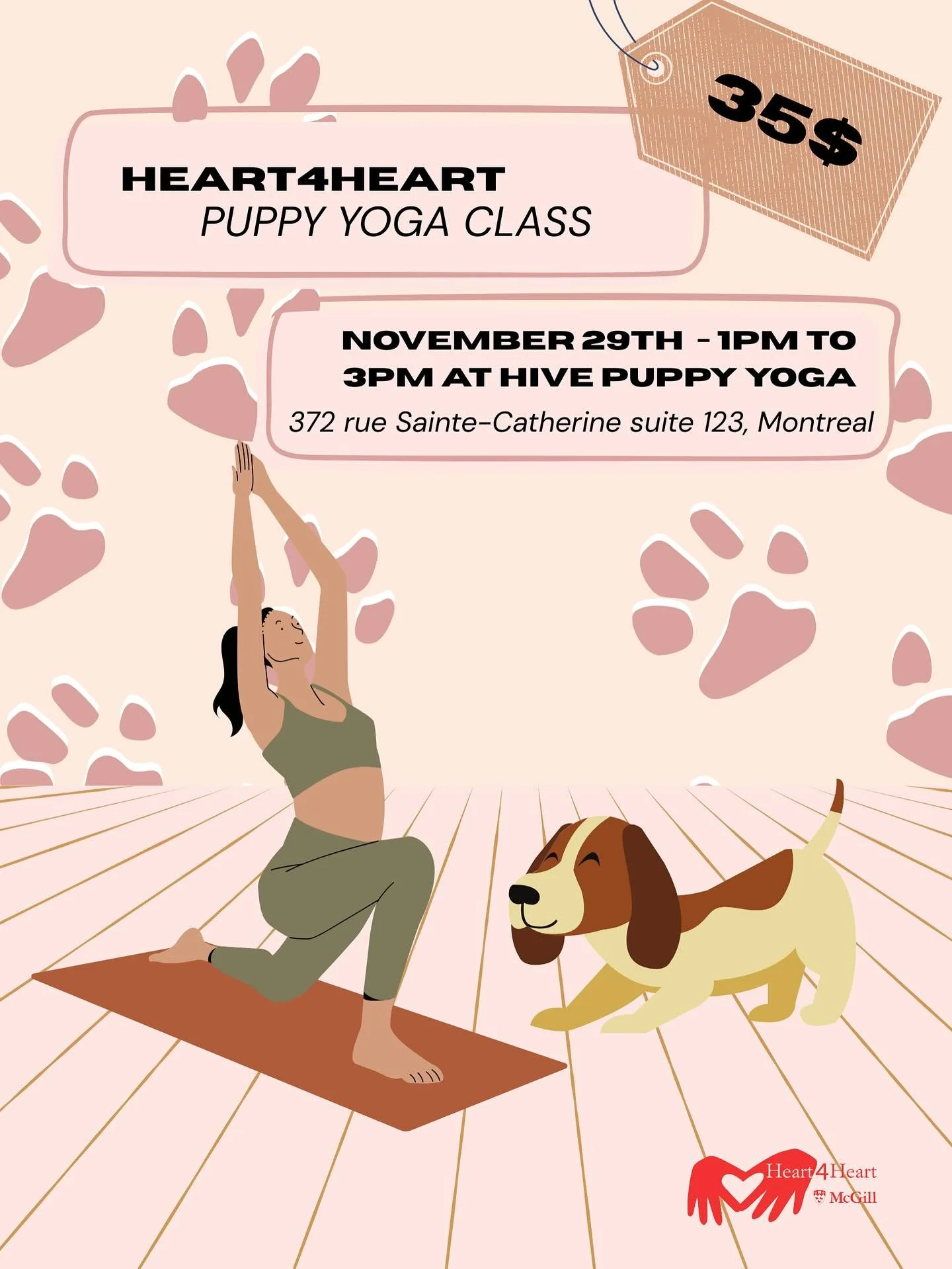 Take your seat for a Puppy Yoga class with Heart4Hearth!! 🧘&zwj;♀️🐶❤️