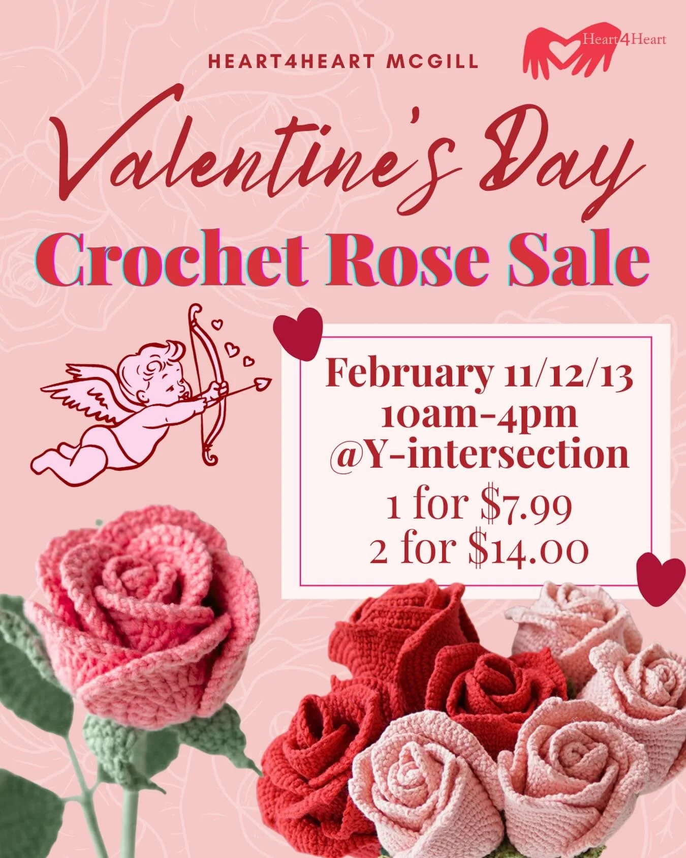 No matter how your Valentine&rsquo;s Day will be spent, buy a lovely crochet rose to show your love! Find us at the y-intersection from Feb 11-13 (this Wednesday to Friday) @10am-4pm 💗💗💗