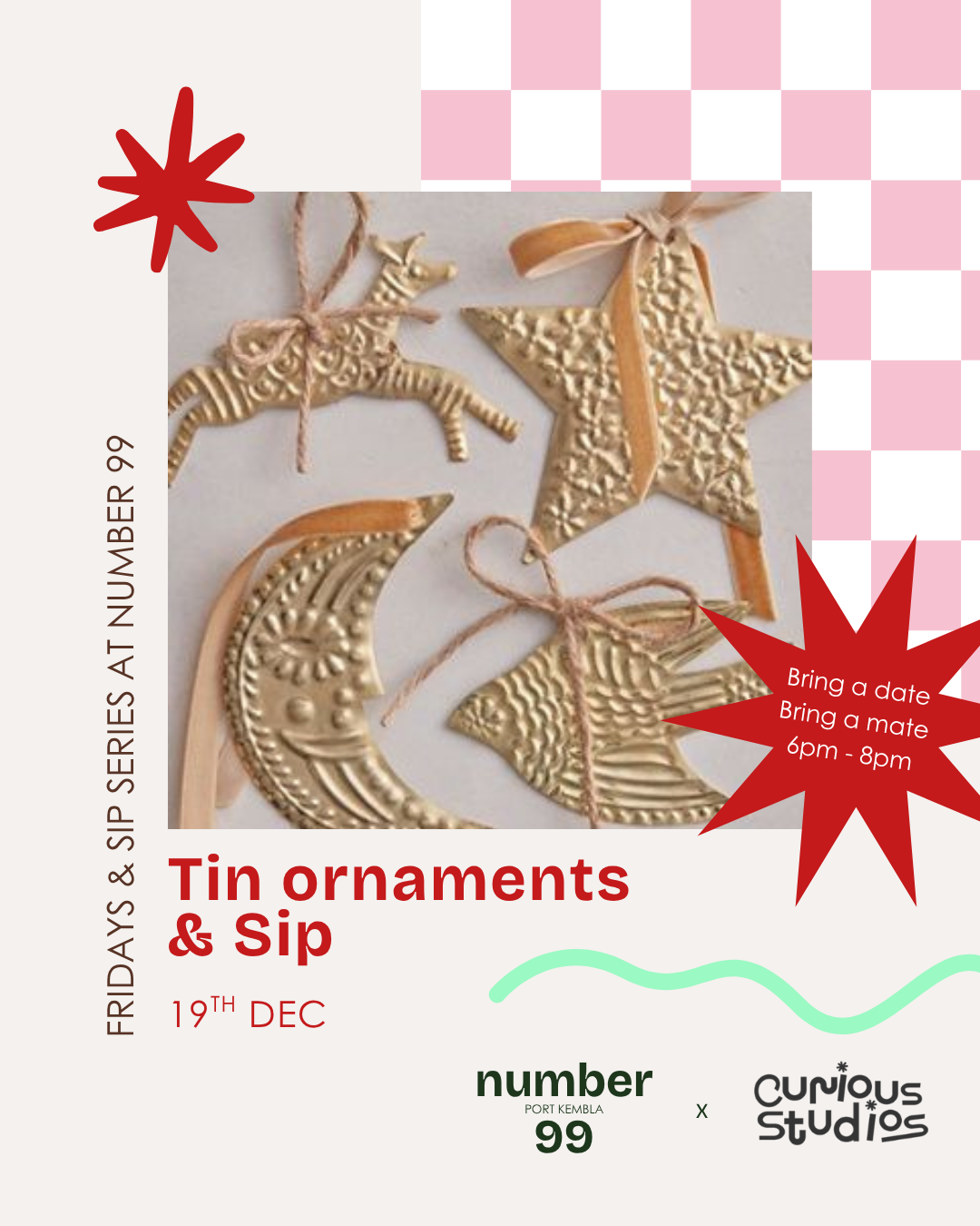 Tin ornaments & Sip | Fridays & Sip Christmas Edition