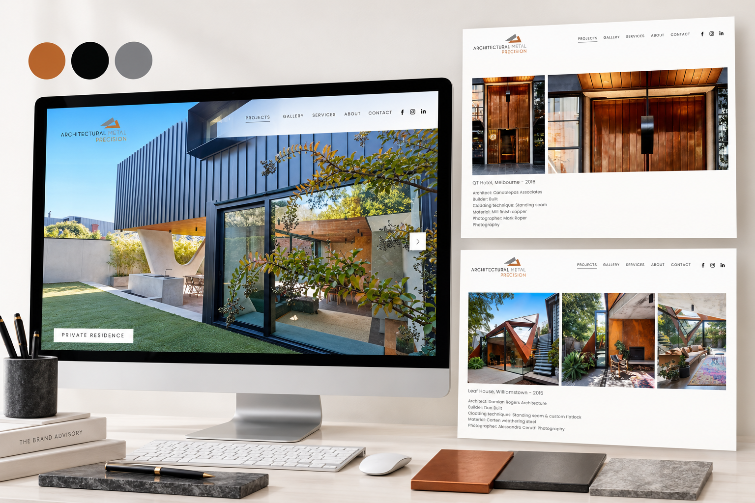 Architectural Metal Precision website, designed by The Brand Advisory