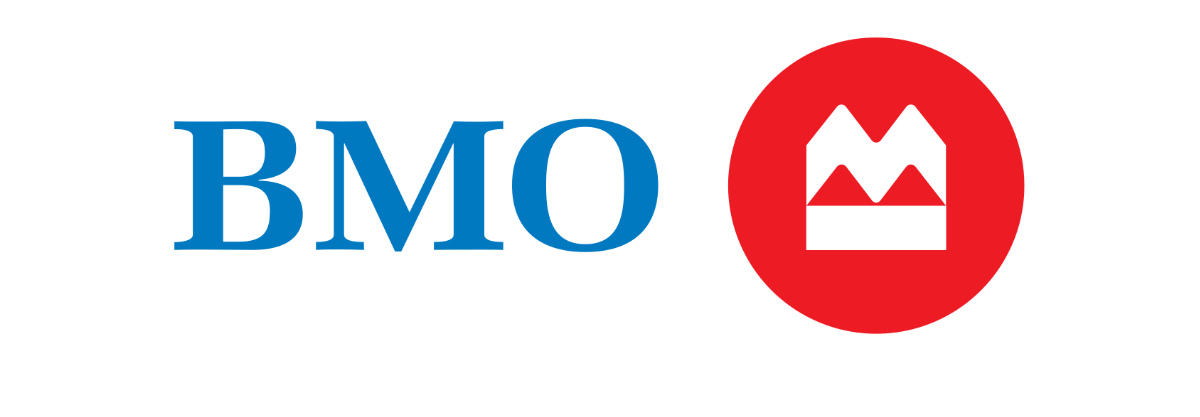 BMO logo with blue text and a red circular icon containing a white stylized crown.