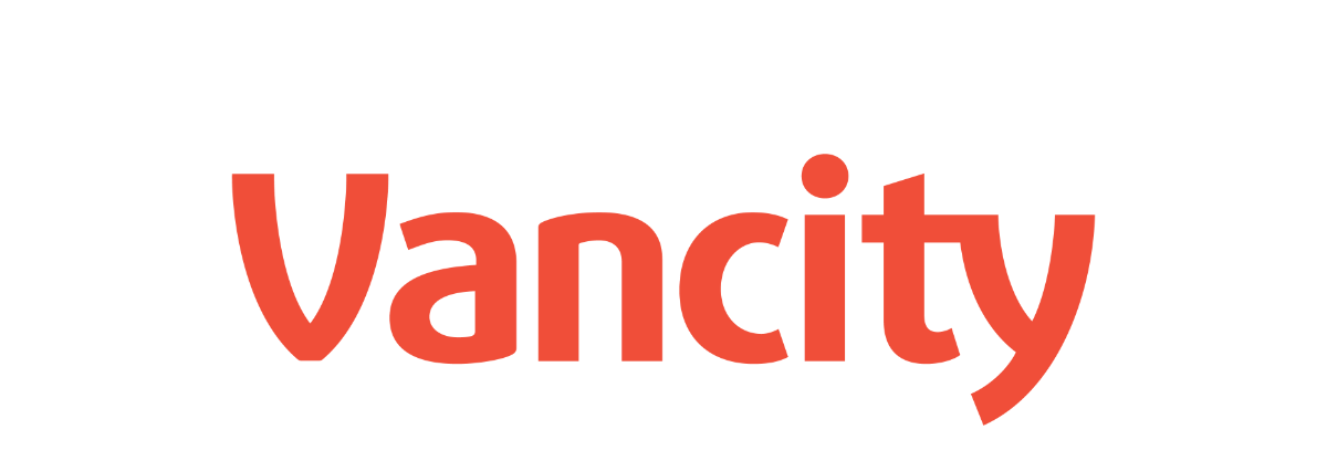 Vancity logo with stylized text in red and black.