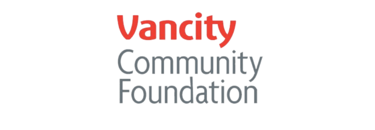 Logo of Vancity Community Foundation with text in red, gray, and black.