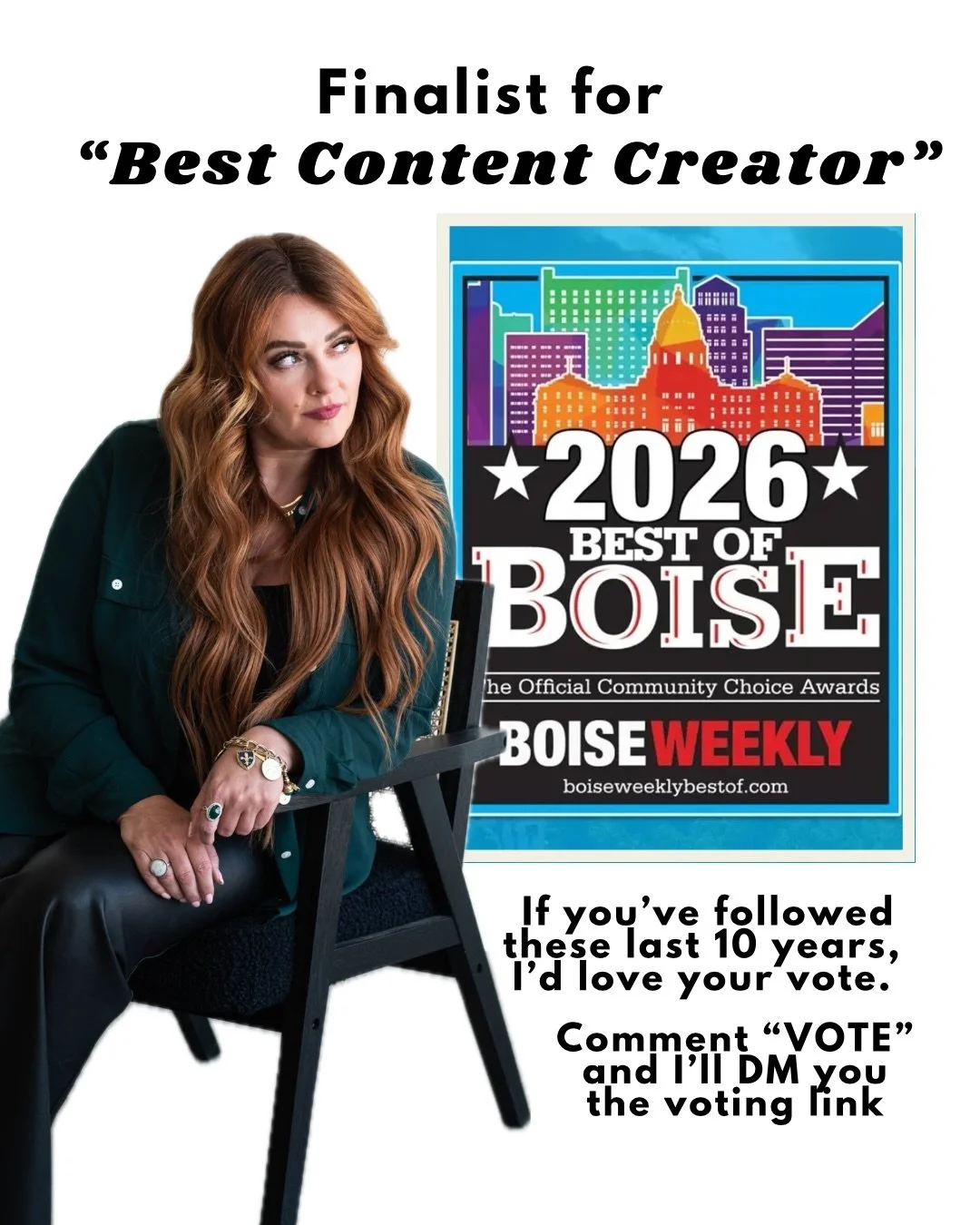 For the first time &ldquo;Best of Boise&rdquo; has included &ldquo;Content Creator&rdquo; as a category and I am so beyond honored to be one of the finalists! I would LOVE your vote! 

It&rsquo;s been an incredible experience to spend the last 10 yea