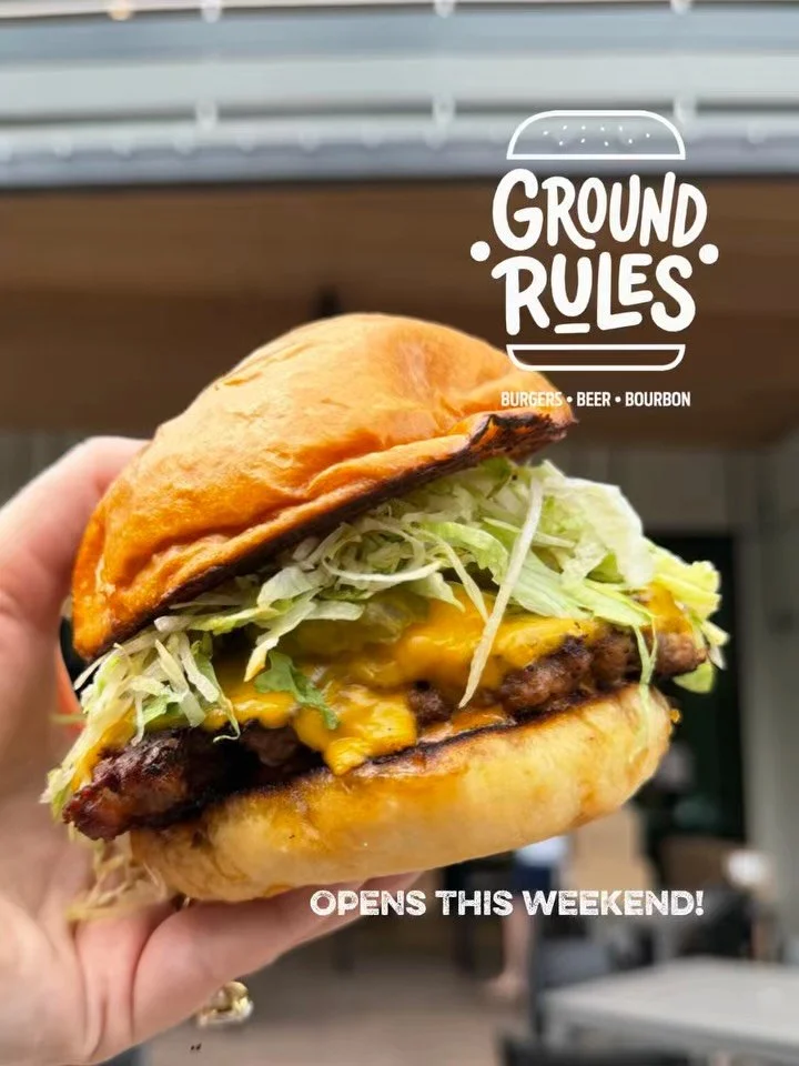 Happy National Burger Day! Ground Rules opens this weekend in Garden City and I got a sneak peek! Literally still in construction! I am so excited for this one. The @groundrulesburgers location is phenomenal and the food is even better. 🥃 A &ldquo;b