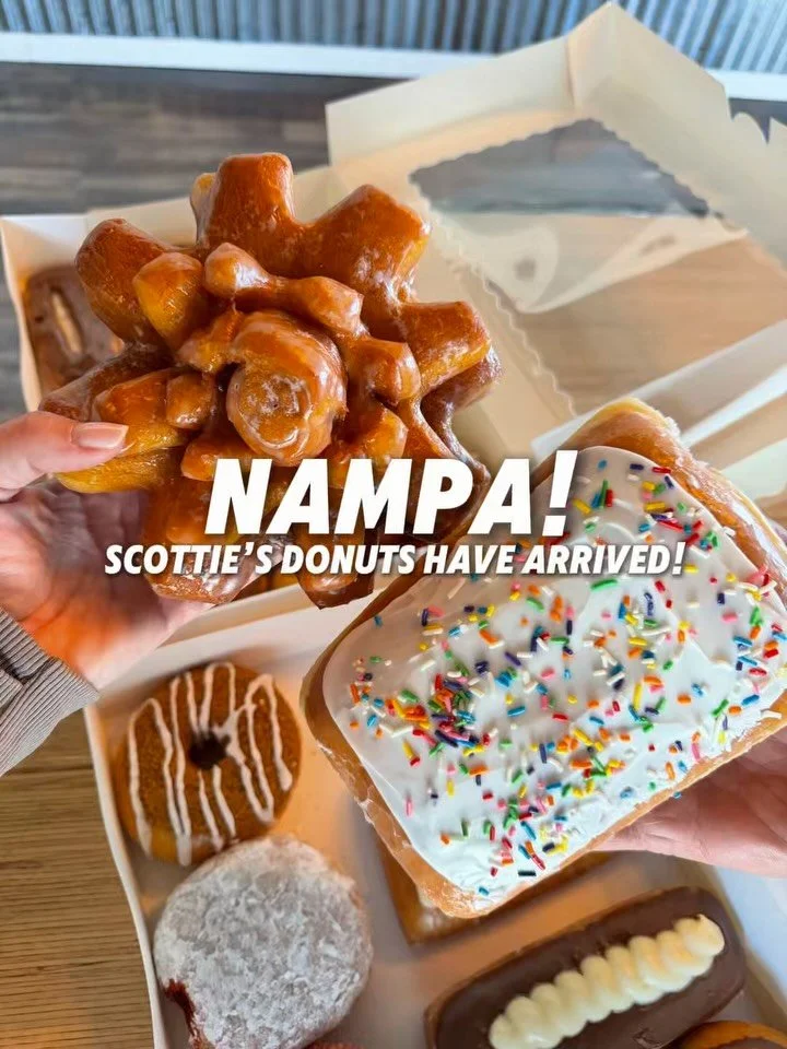 Nampa, I&rsquo;m so excited for you because Scottie&rsquo;s Donuts just opened a location in your neck of the woods. 🍩 @scotties_donuts_ontheblvd 

I LOVE locally owned spots and these donuts are ridiculously good. My personal favorite is the chocol