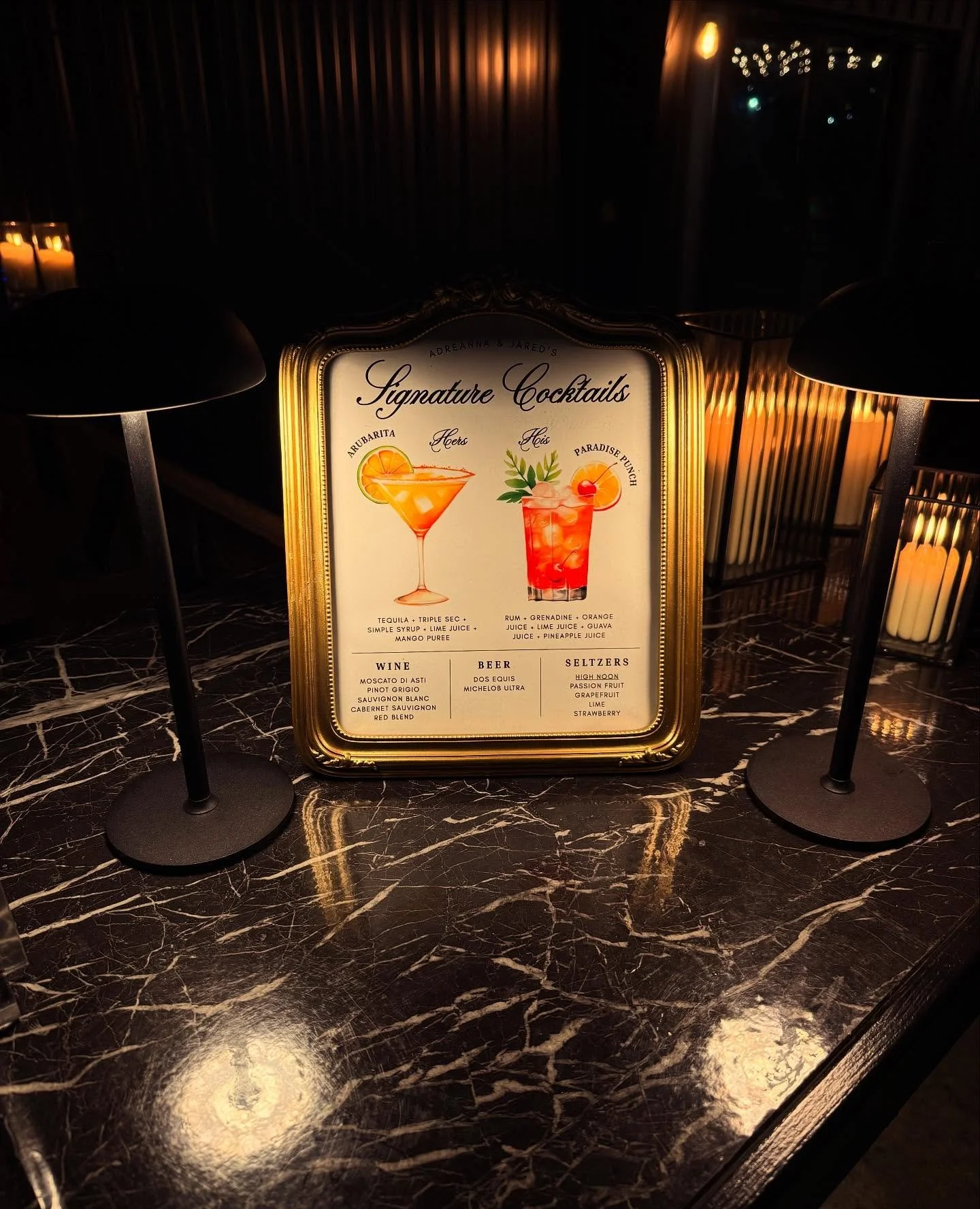 Signature cocktails are always a fun way to add a personal touch on your wedding day. 

#signaturecocktail #wedding #bar #cocktail #cocktailhour #venue #couple