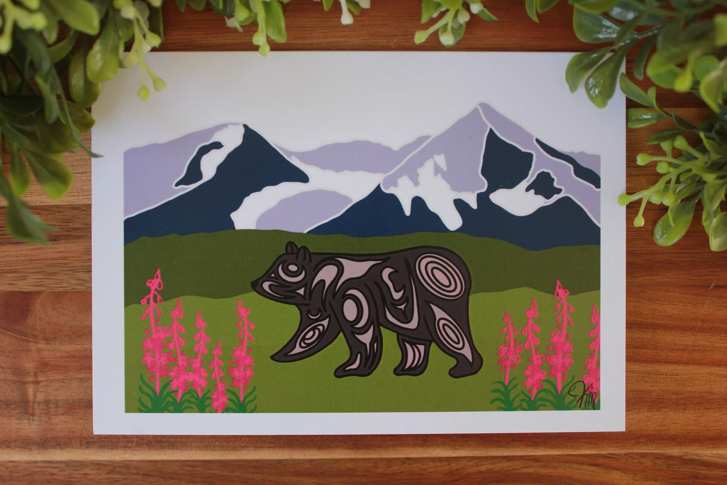 Bear and Hudson Bay Mountain Greeting Cards