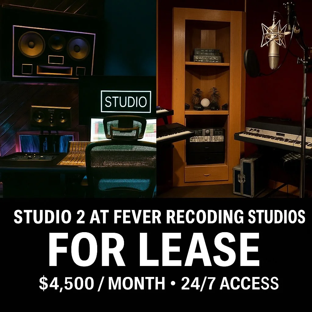Make Studio 2 @feverrecording your new home. A large 750 square foot space with a large control room, live room, and private lounge. Westlake mains are included!