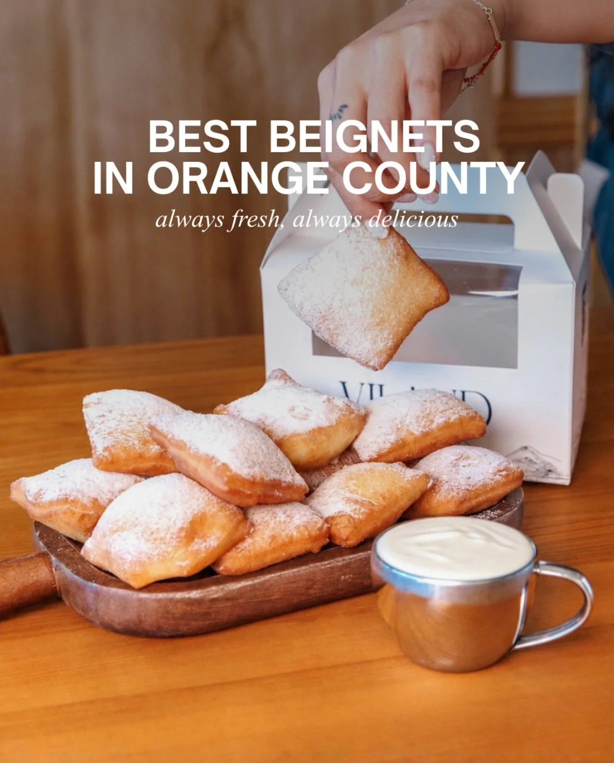 Quality is #1 to us and that means your beignets will always be made fresh in our kitchen 👩🏻&zwj;🍳 

Come to ViLand and find out why people say our beignets are better than Disney&rsquo;s 🫨 

#beignet #ocfoodie #disney #pastries 

Open daily 7am 