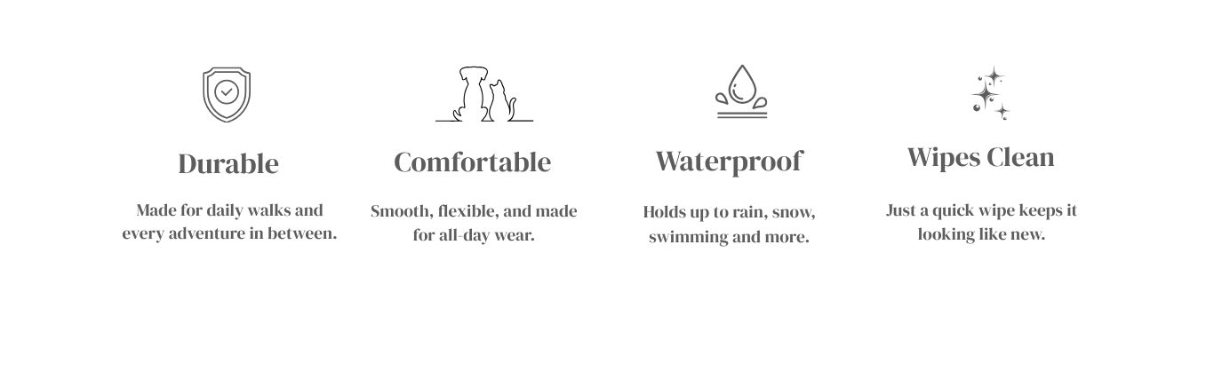 Why Biothane:  durability, comfortable, waterproof, and easy to clean