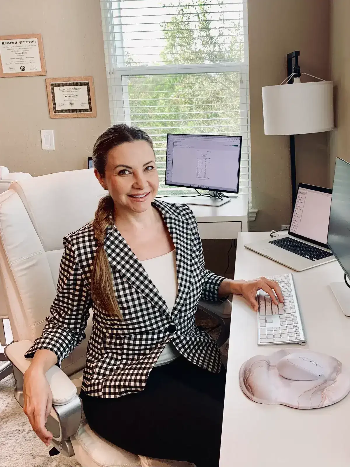 Bookkeeping work in progress at a desk