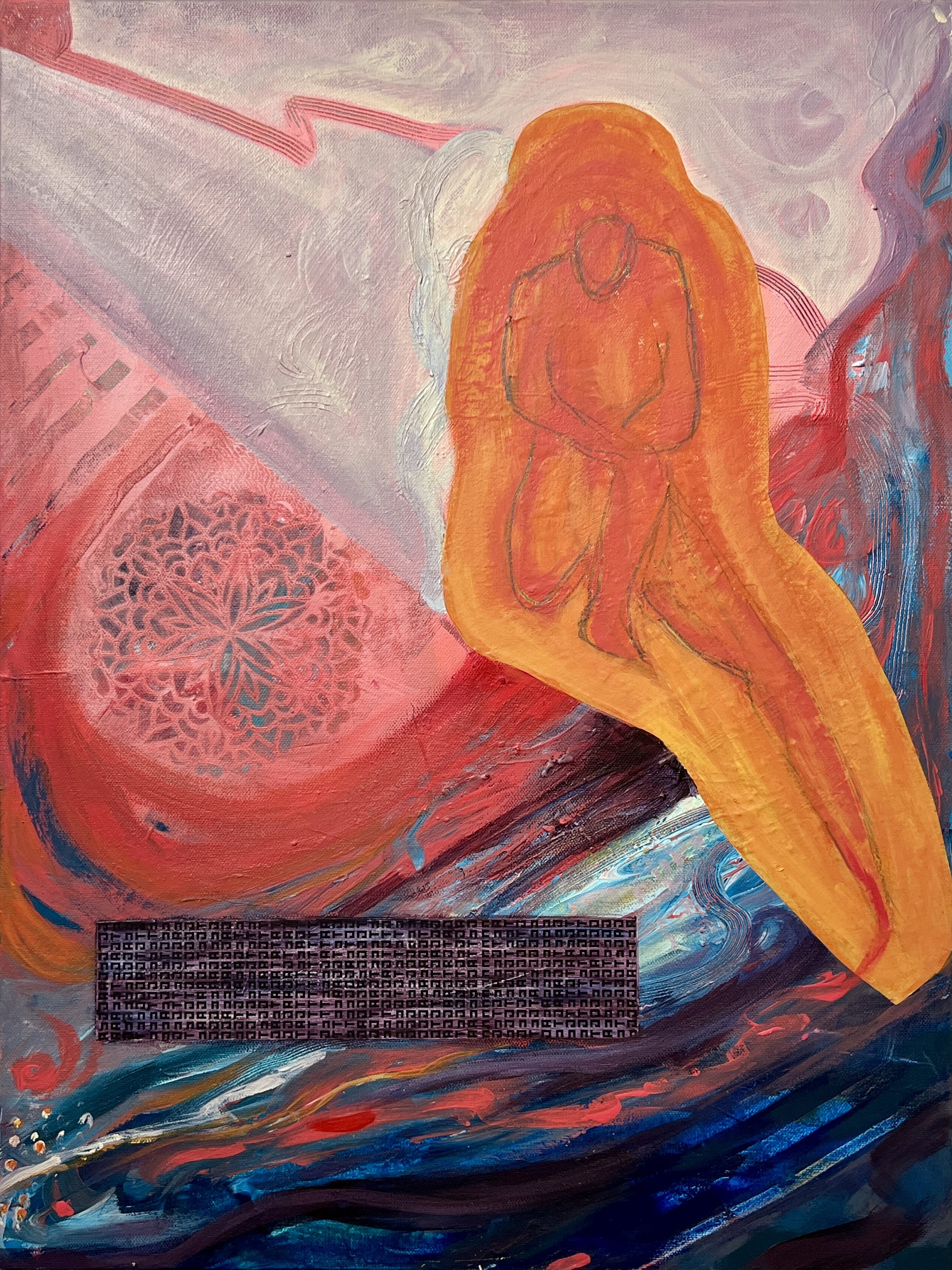 Code of Becoming, 2025, Acrylic and Mixed Media on Canvas, 18x24 in