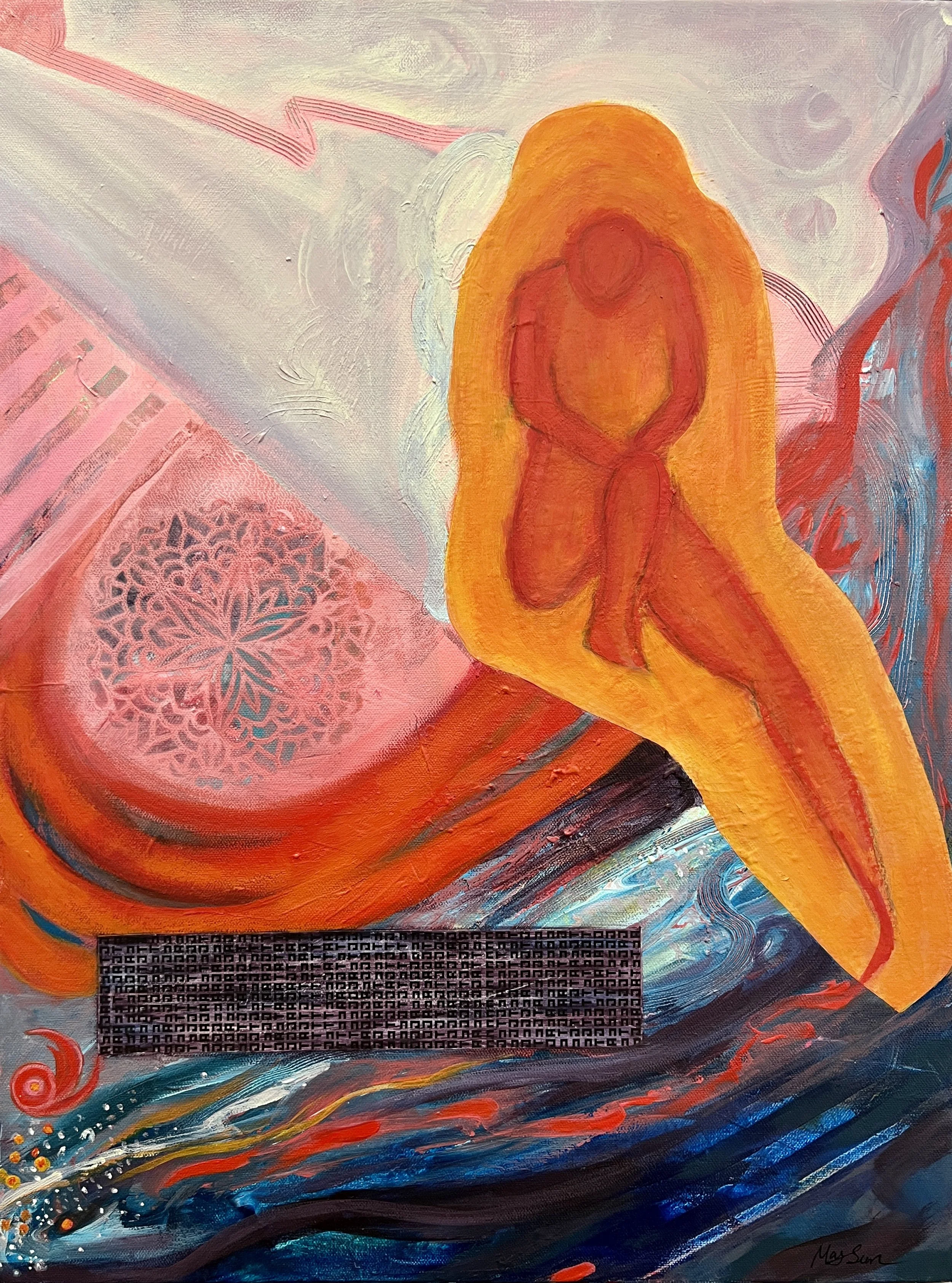 Current of Mind and Flesh, 2026, Acrylic and Mixed Media on Canvas, 18x24 in