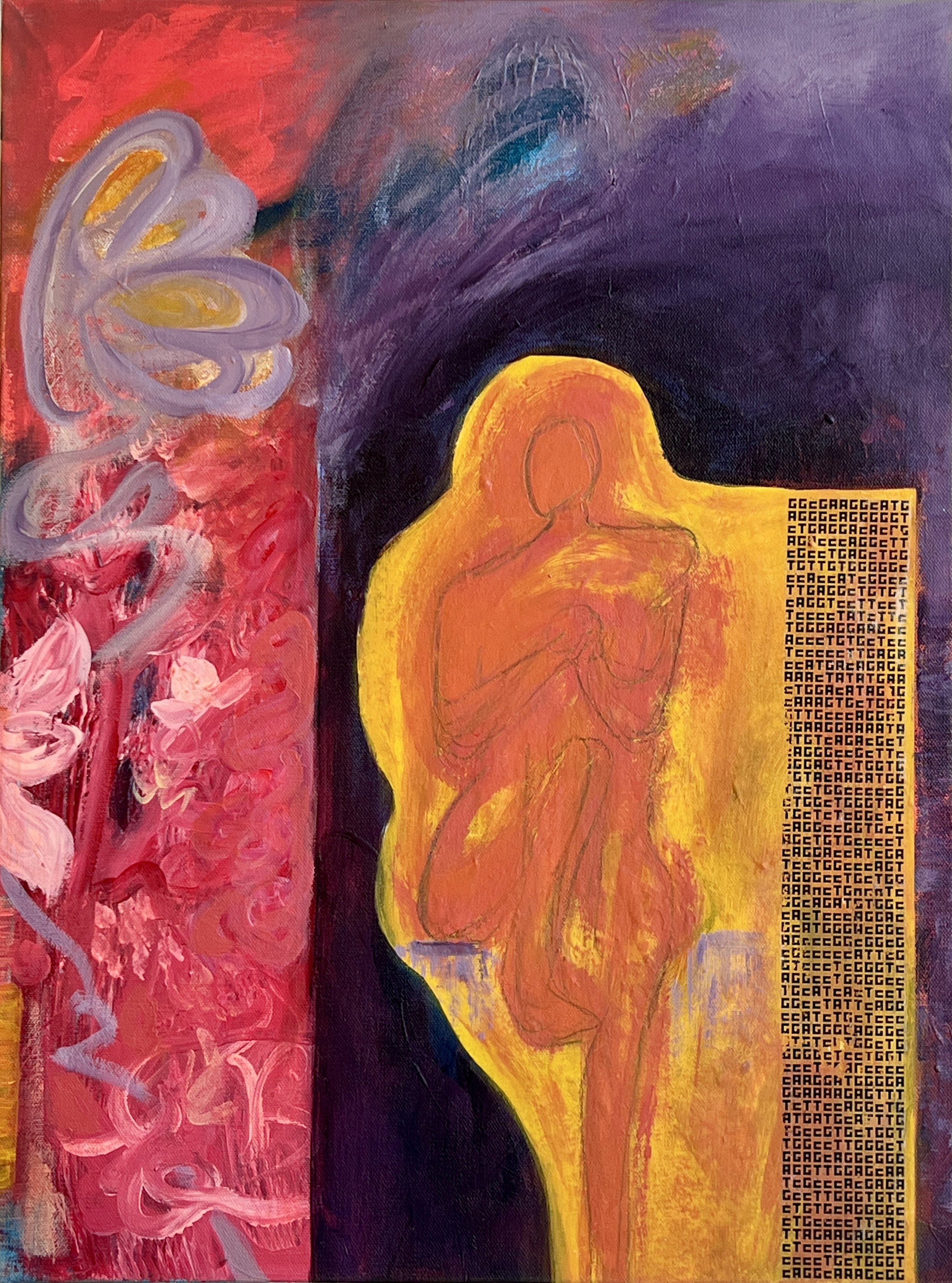 Holding the Spark, 2025, Acrylic and Mixed Media on Canvas, 18x24 in