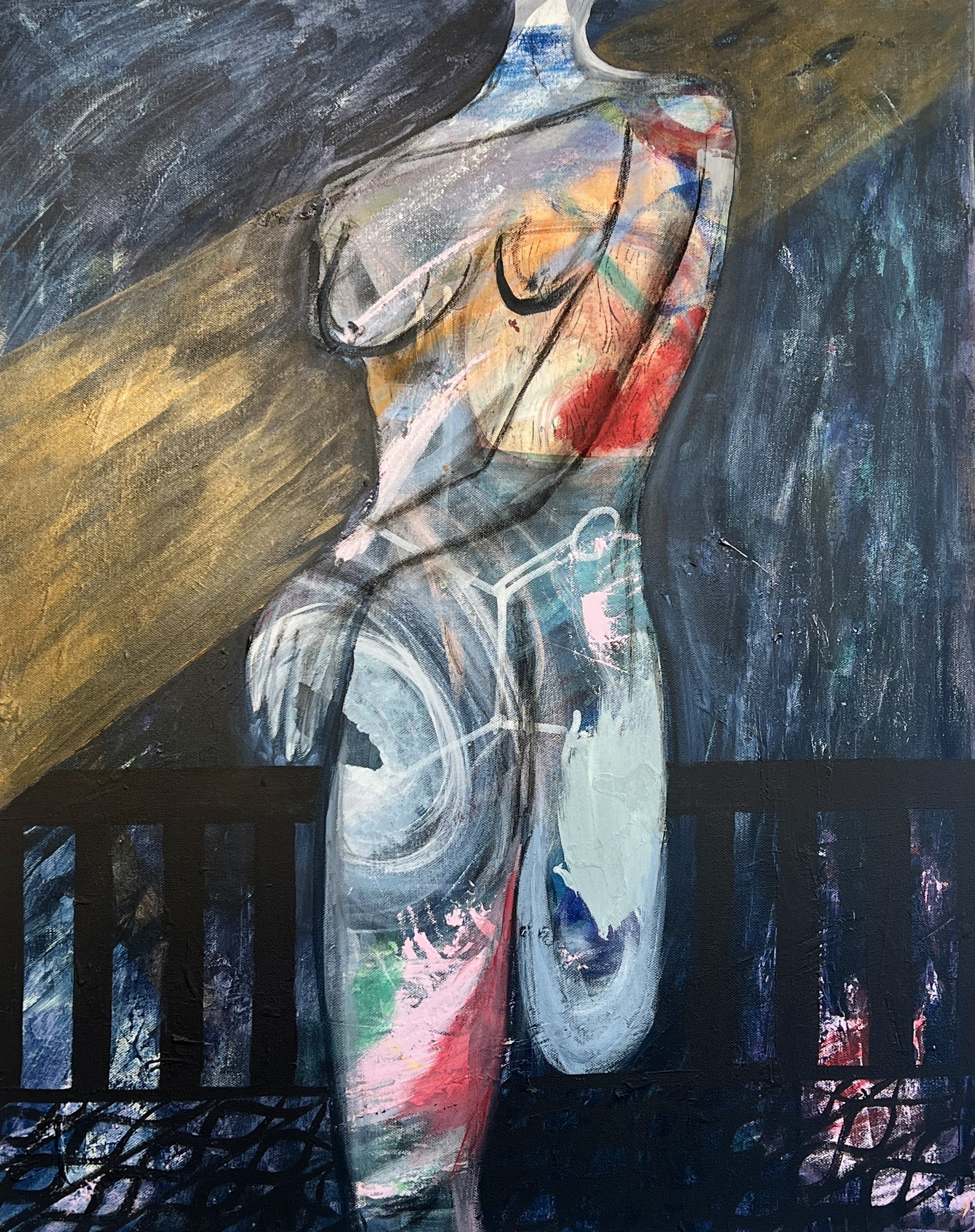 Celestial Anatomy, 2025, Acrylic and Mixed Media on Canvas, 24x30 in