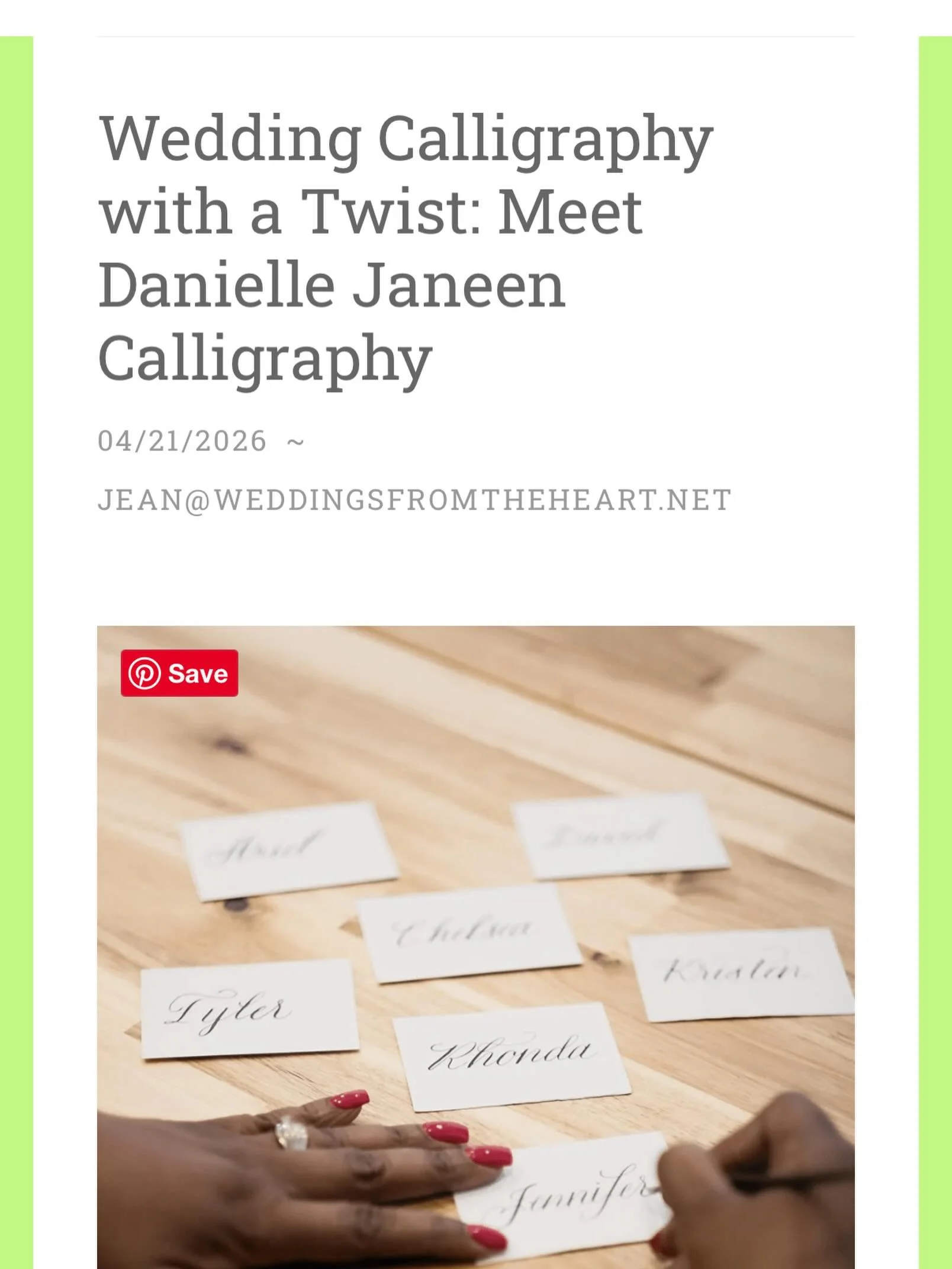 Check me out @wedbyjean wedding blog 💍  https://weddingsfromtheheartblog.net/2026/04/21/live-wedding-calligraphy/