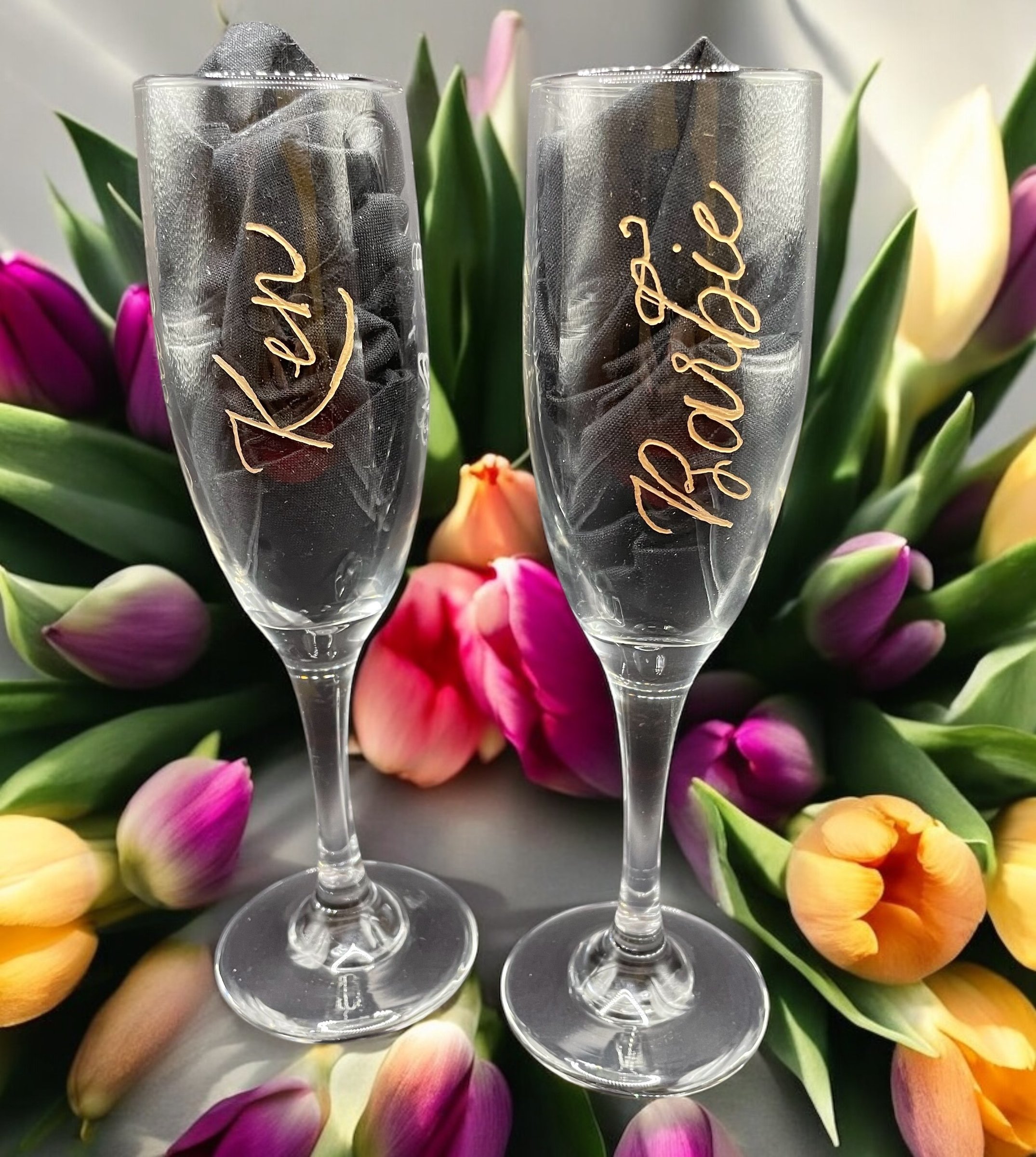 Engraved champagne flutes