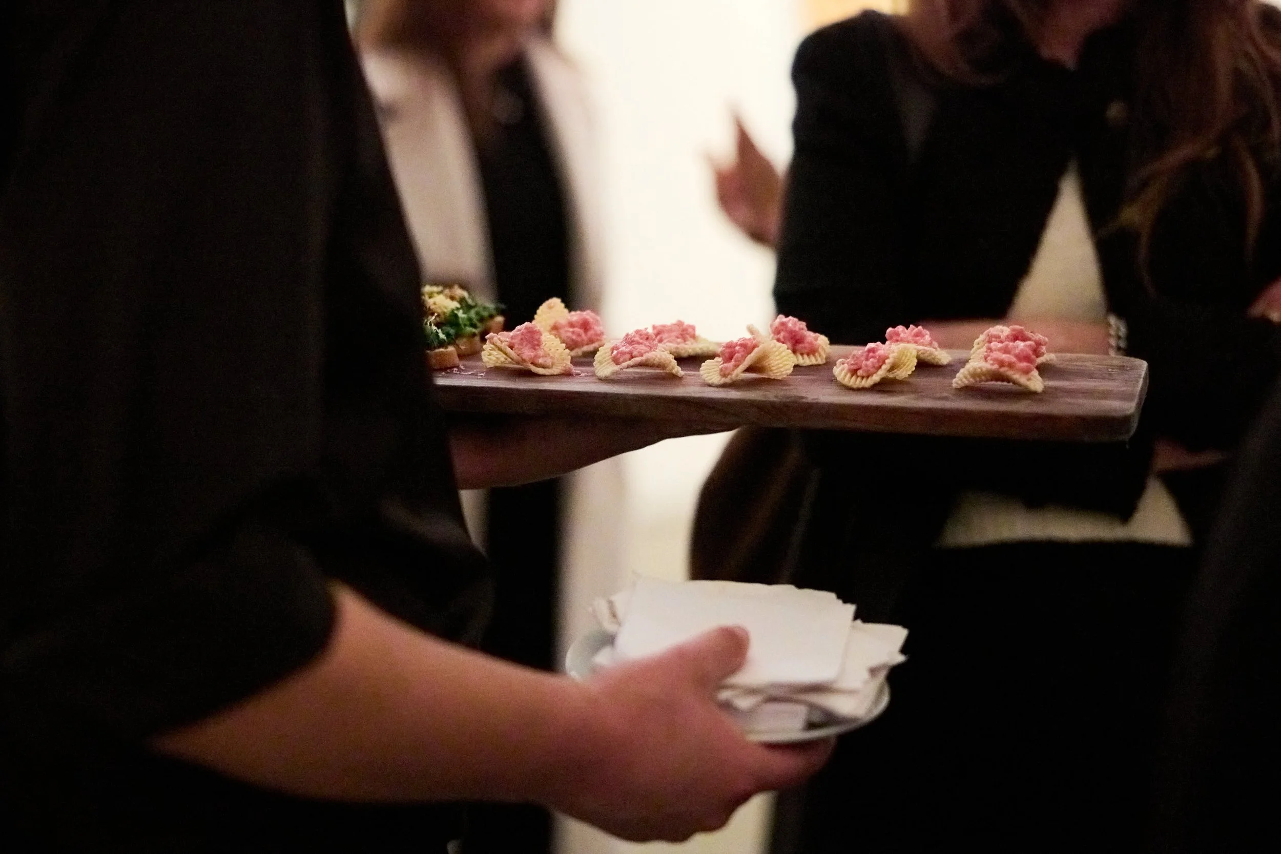 tastefully arranged canapes served during cocktail hour
