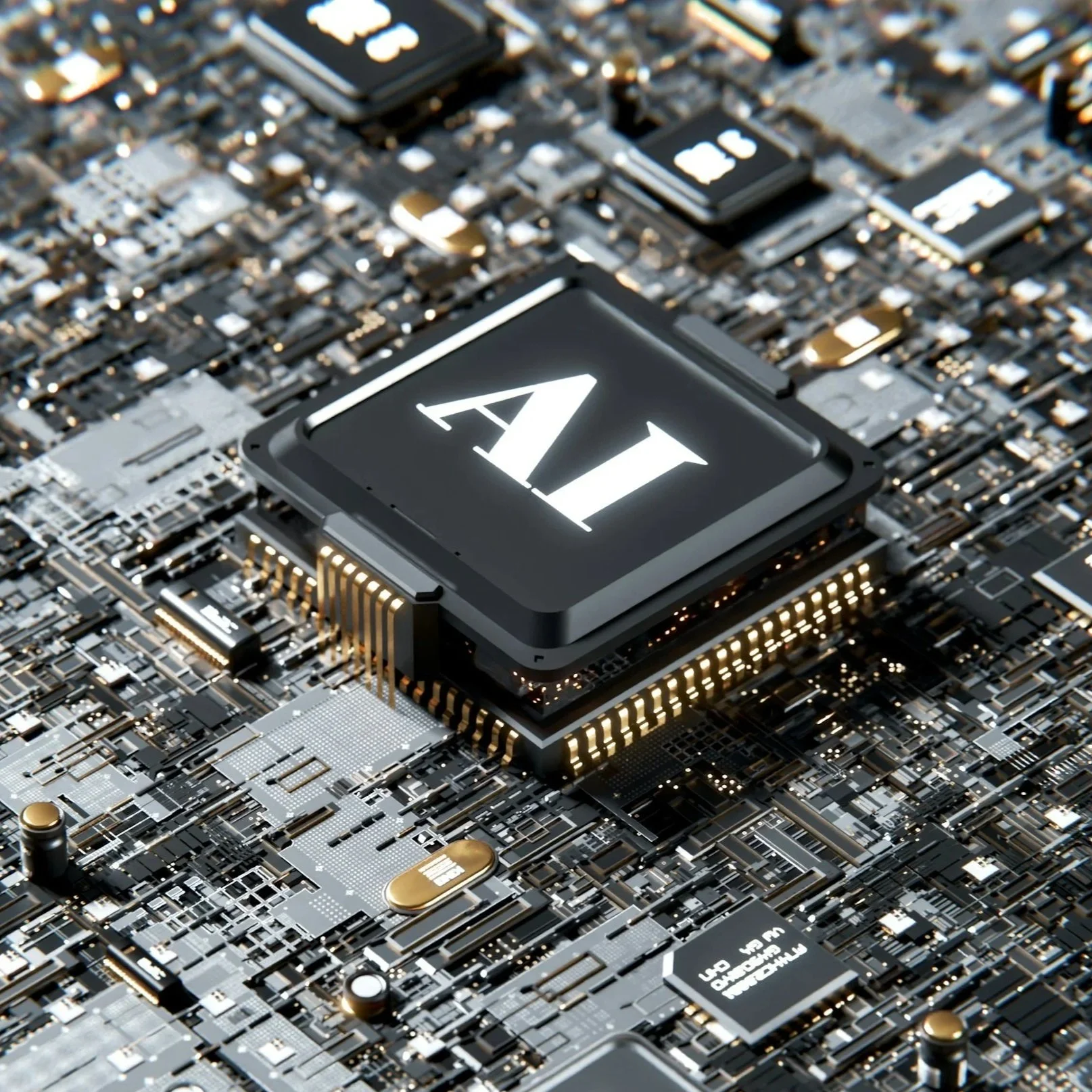 Close-up of a computer microchip with a digital display showing the number 11, on a circuit board with various electronic components.