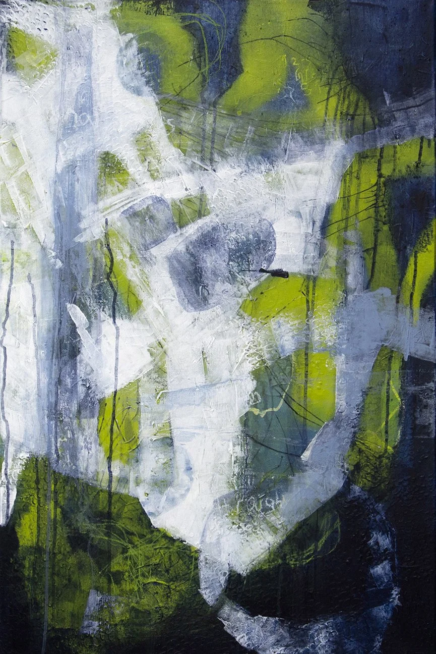 "What Moves Through." 25x36.” 2026. Acrylic and pastel on canvas. For Sale.

Not all forces arrive to stay. Some currents pass through quietly, altering what they touch before continuing on. This work holds the sensation of motion within stillness, t