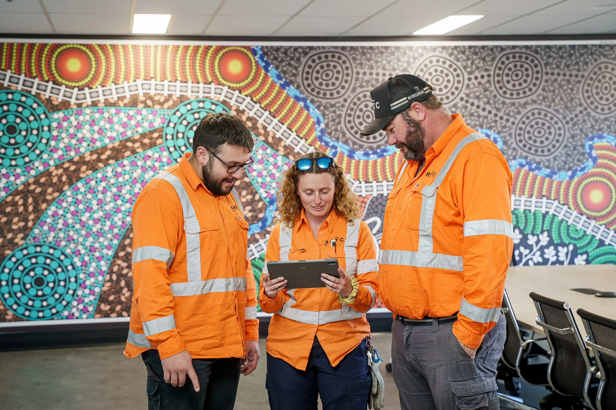 ARTC rail team photographed during an operational briefing for internal communications and reporting.
