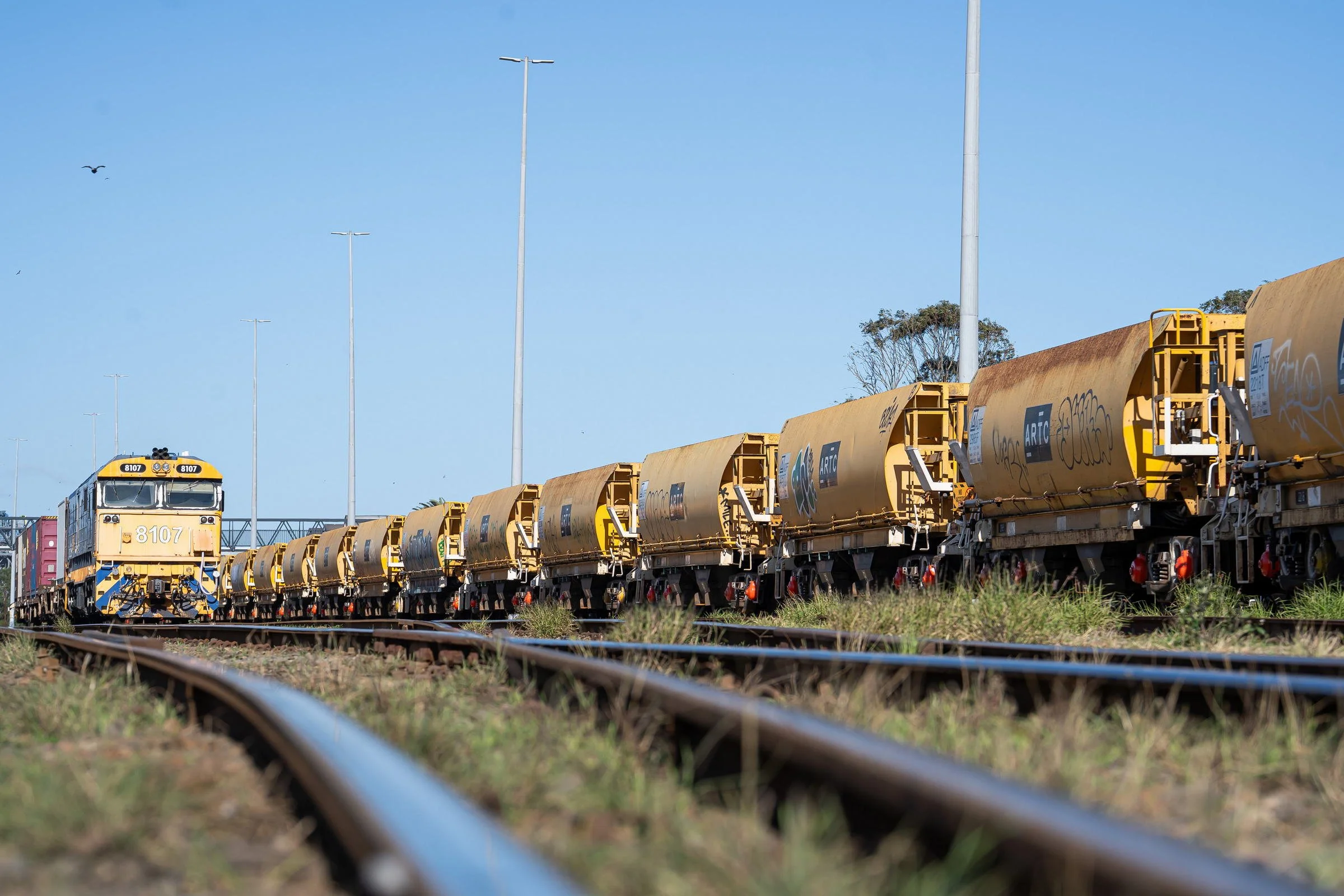 Rail yard and freight wagons photographed for ARTC during an infrastructure image library project.