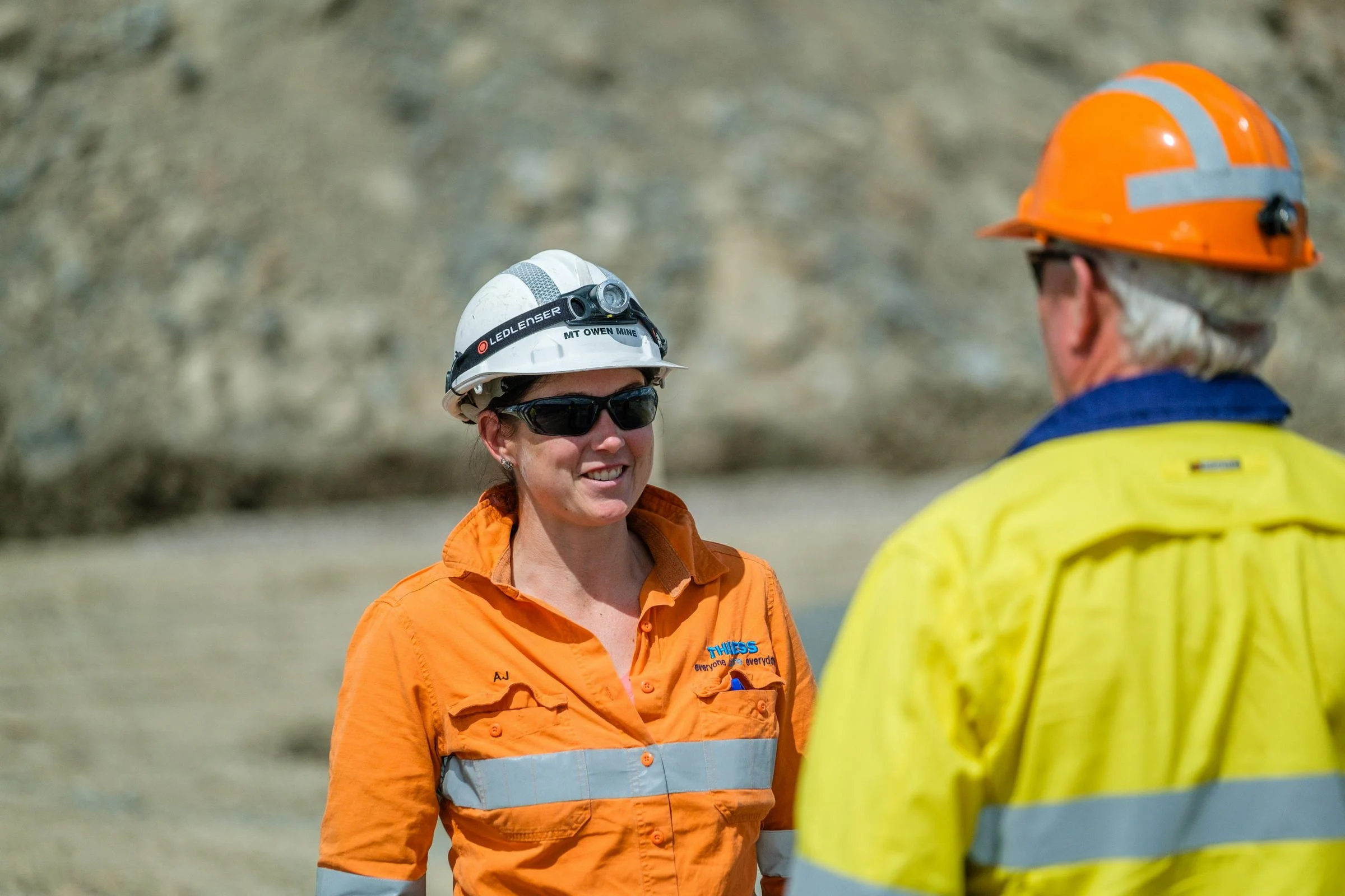 Mine worker and site personnel photographed during open-cut mining operations in NSW.