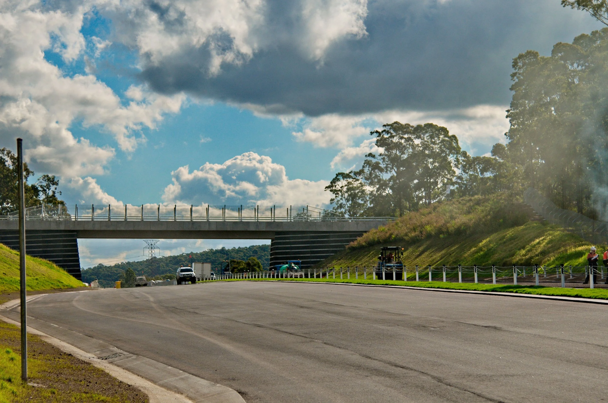 Completed roadway and bridge infrastructure on a major Hunter region road project