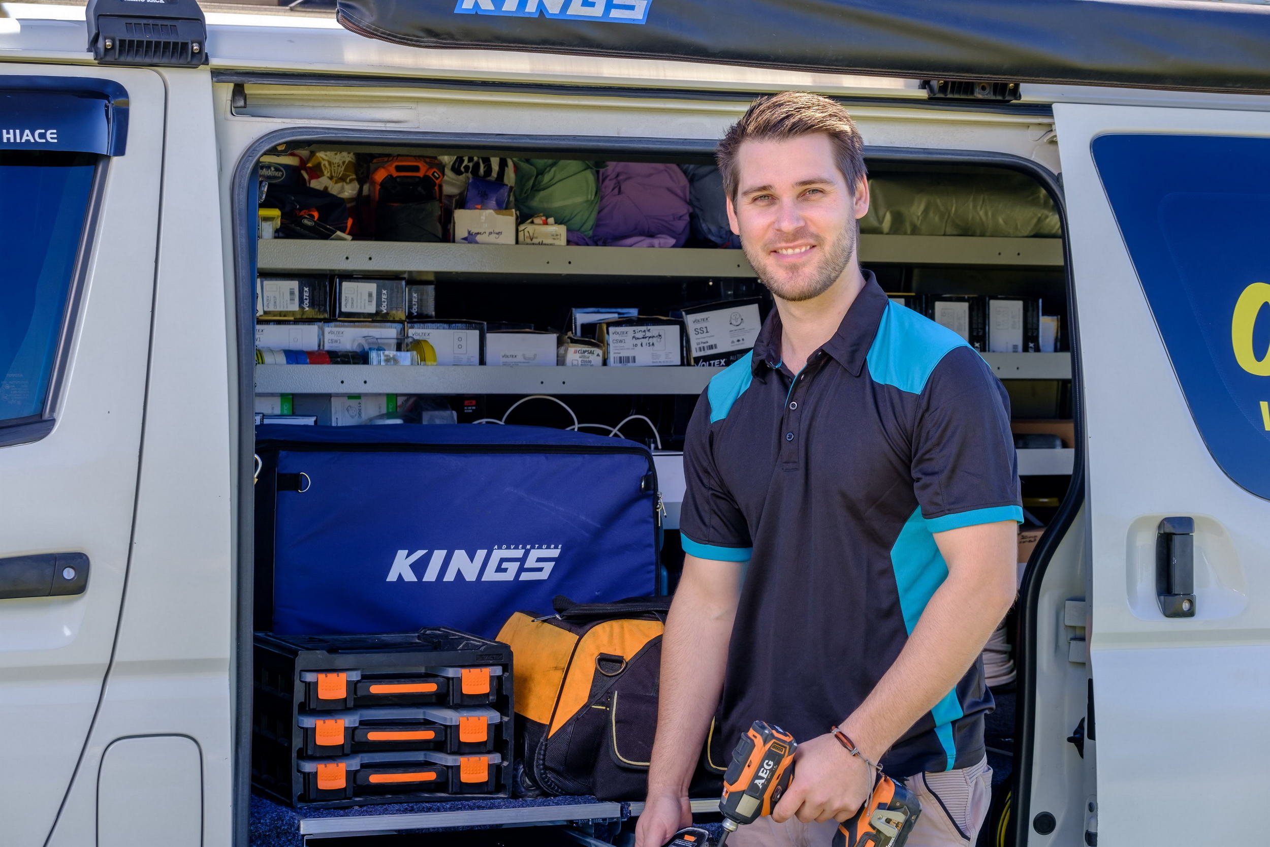 “Industrial photography showing an electrician in a working environment”
