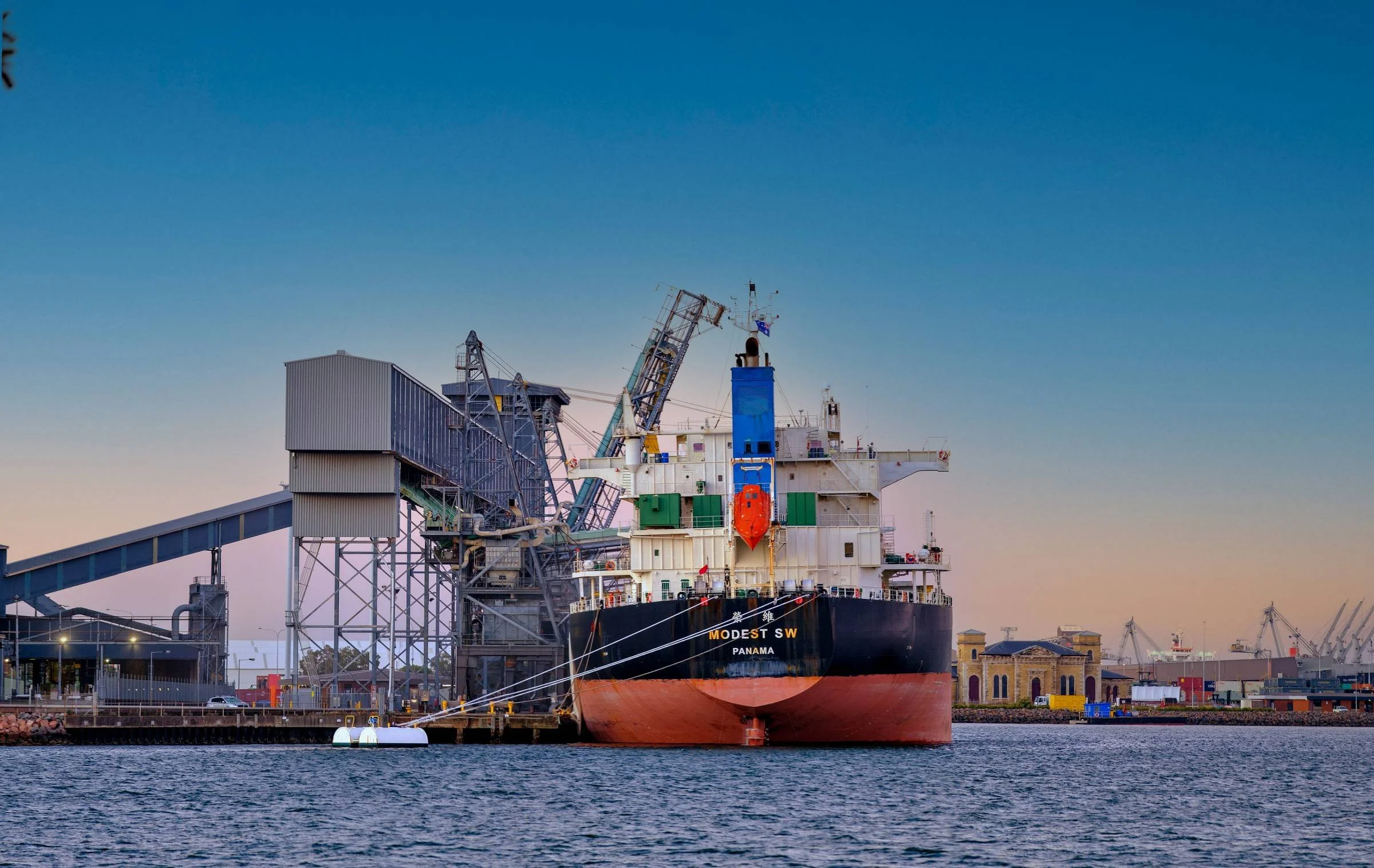 Grain loading and port infrastructure at Carrington in Newcastle NSW