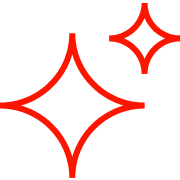 Zwei rote, stilisierte Sternformen auf einem weißen Hintergrund.