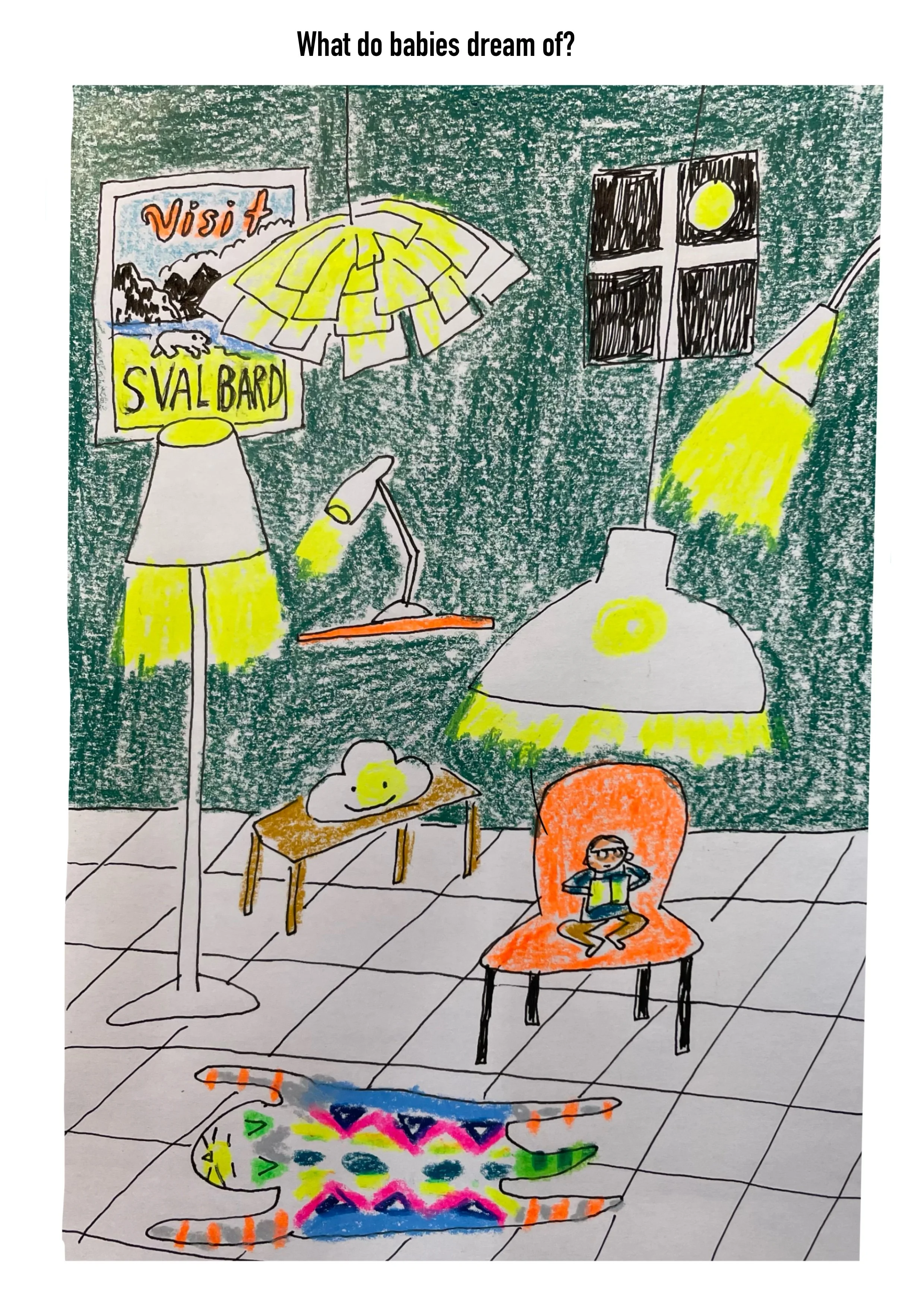 The original color drawing "What do babies dream of?" from Ledighet. 